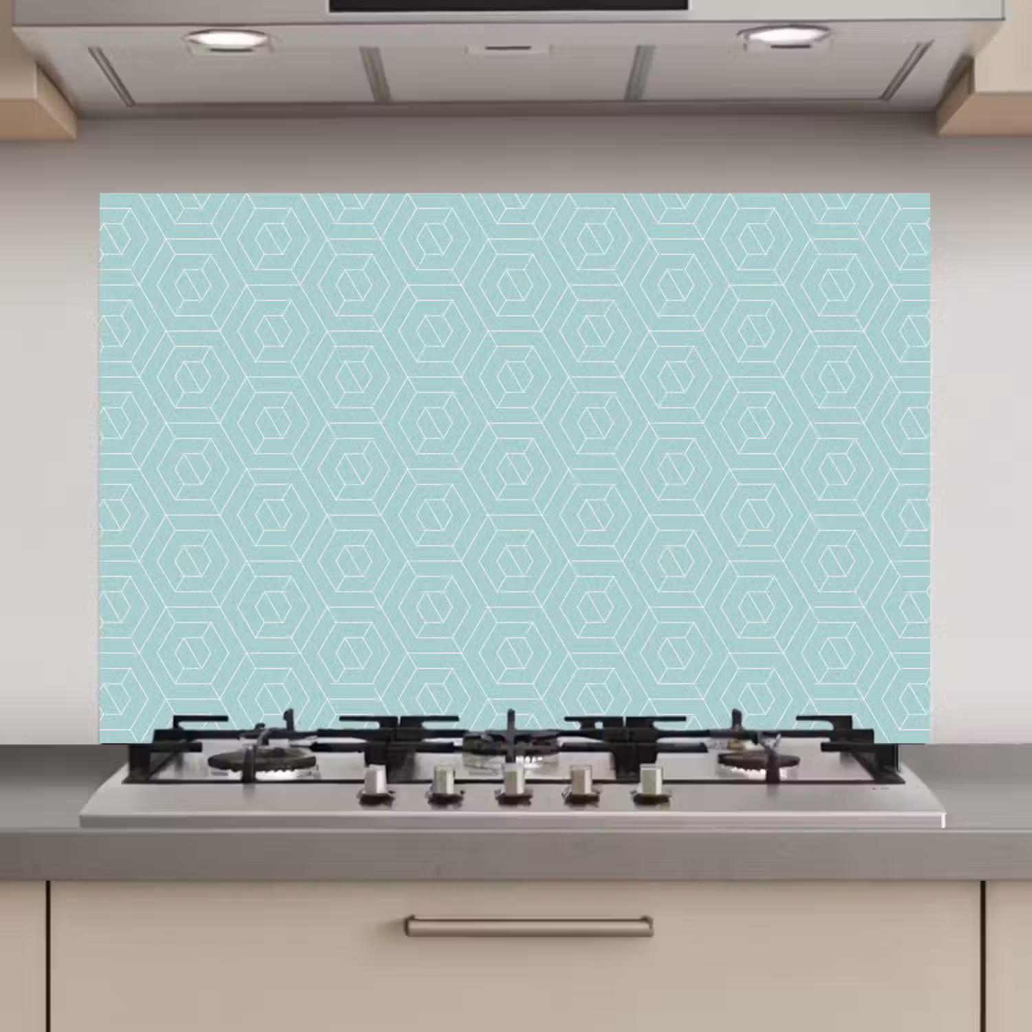 Turquoise - Patroon - Lijnen keuken achterwand spatscherm klein 900 -3d_website
