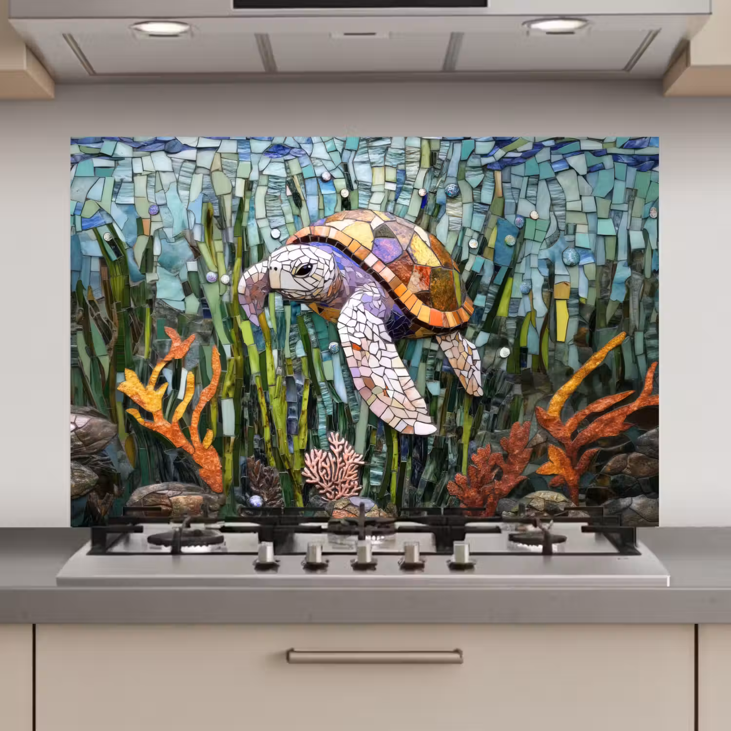 Schildpad - Zeewier - Mozaïek keuken achterwand spatscherm klein -3d_website