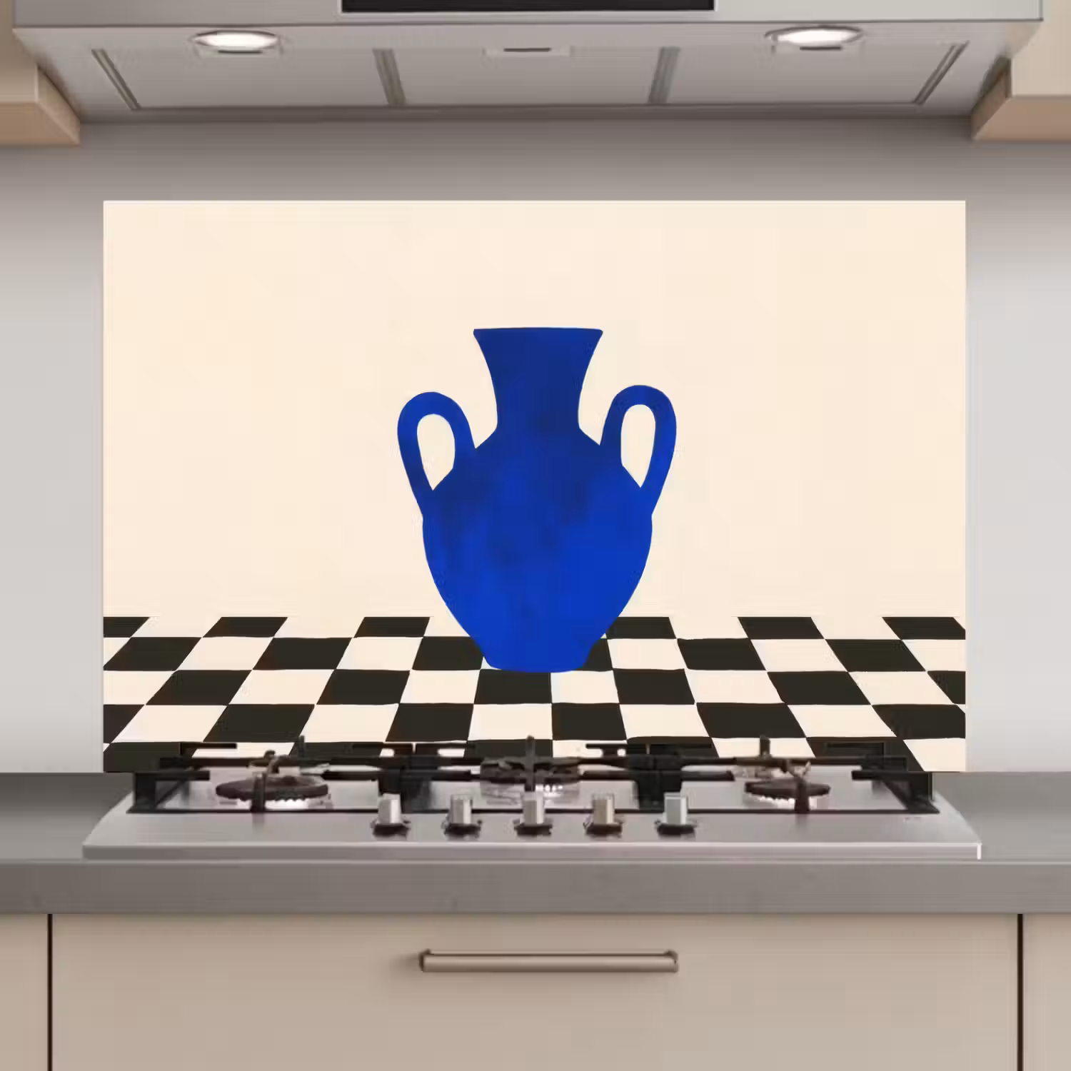 Vaas - Blauw - Geblokt - Modern keuken achterwand spatscherm klein -3d_website