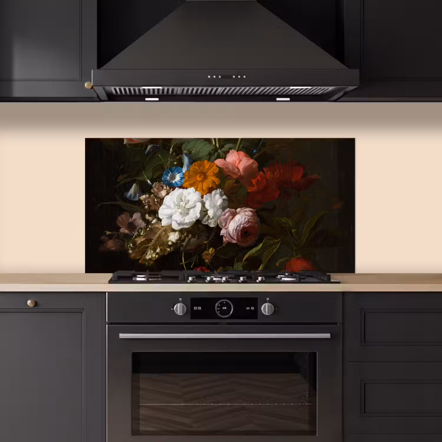 Vaas met bloemen - Schilderij van Rachel Ruysch keuken achterwand spatscherm middel -sfeer1