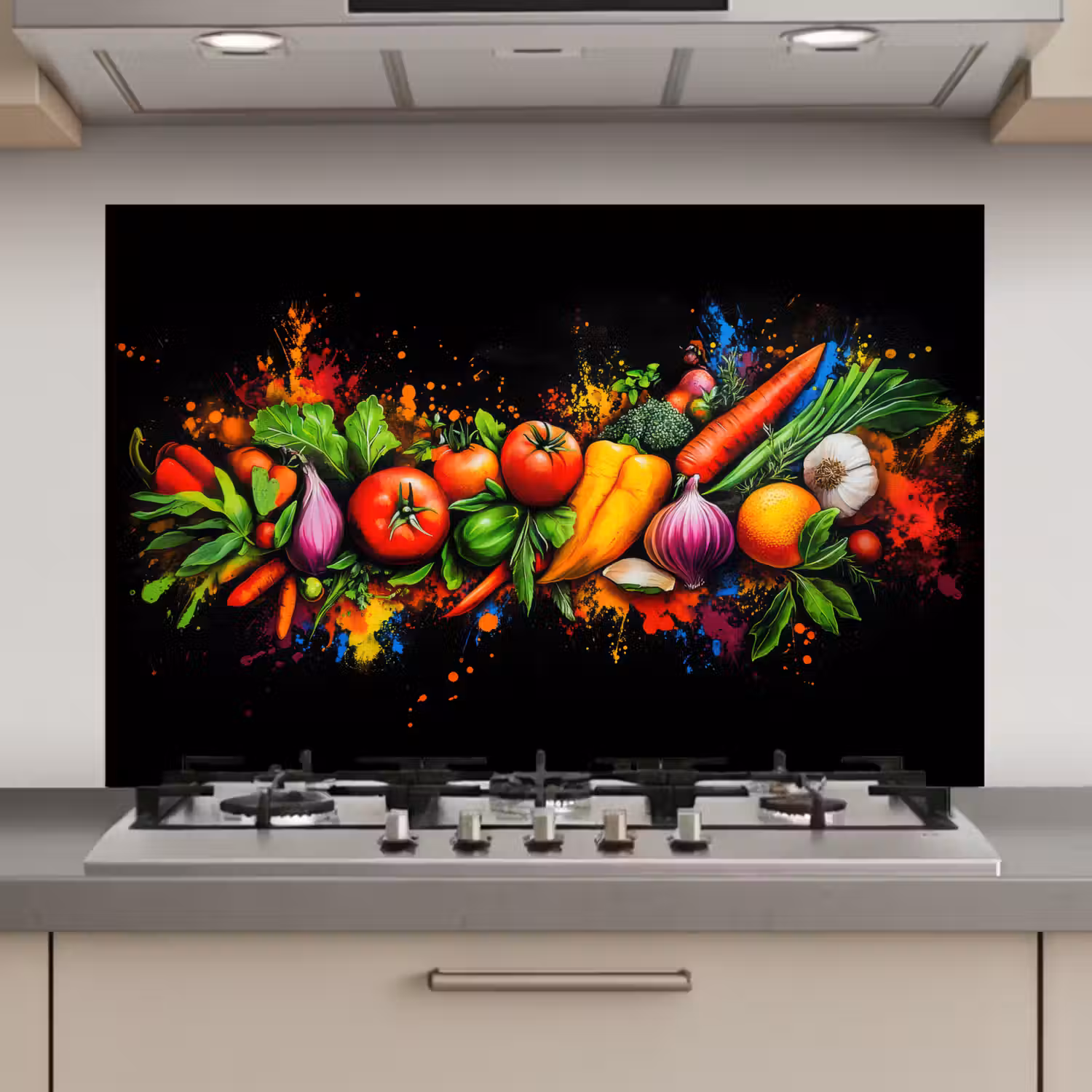 Groente - Eten - Kruiden - Graffiti - Koken keuken achterwand spatscherm klein -3d_website