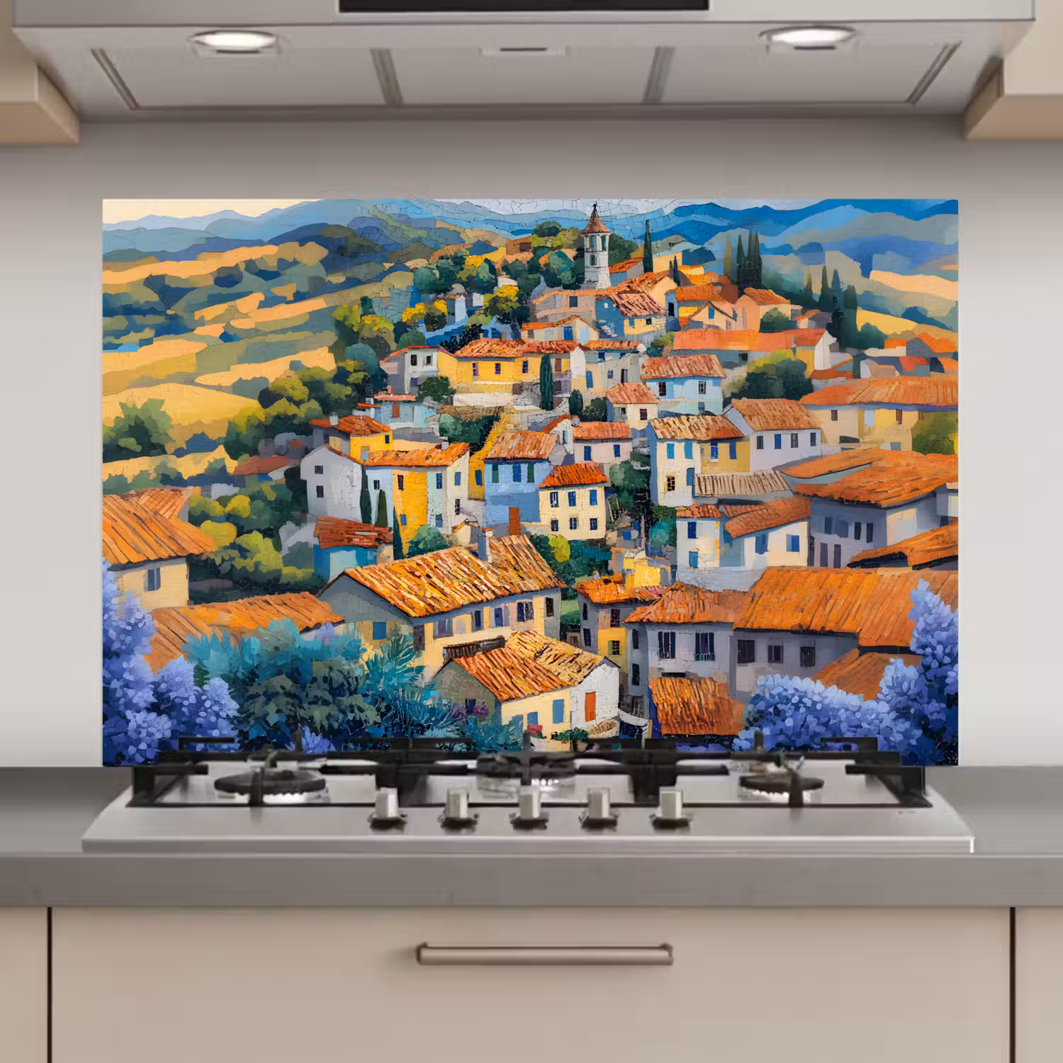 Dorp - Heuvels - Landschap - Bomen keuken achterwand spatscherm klein -3d_website