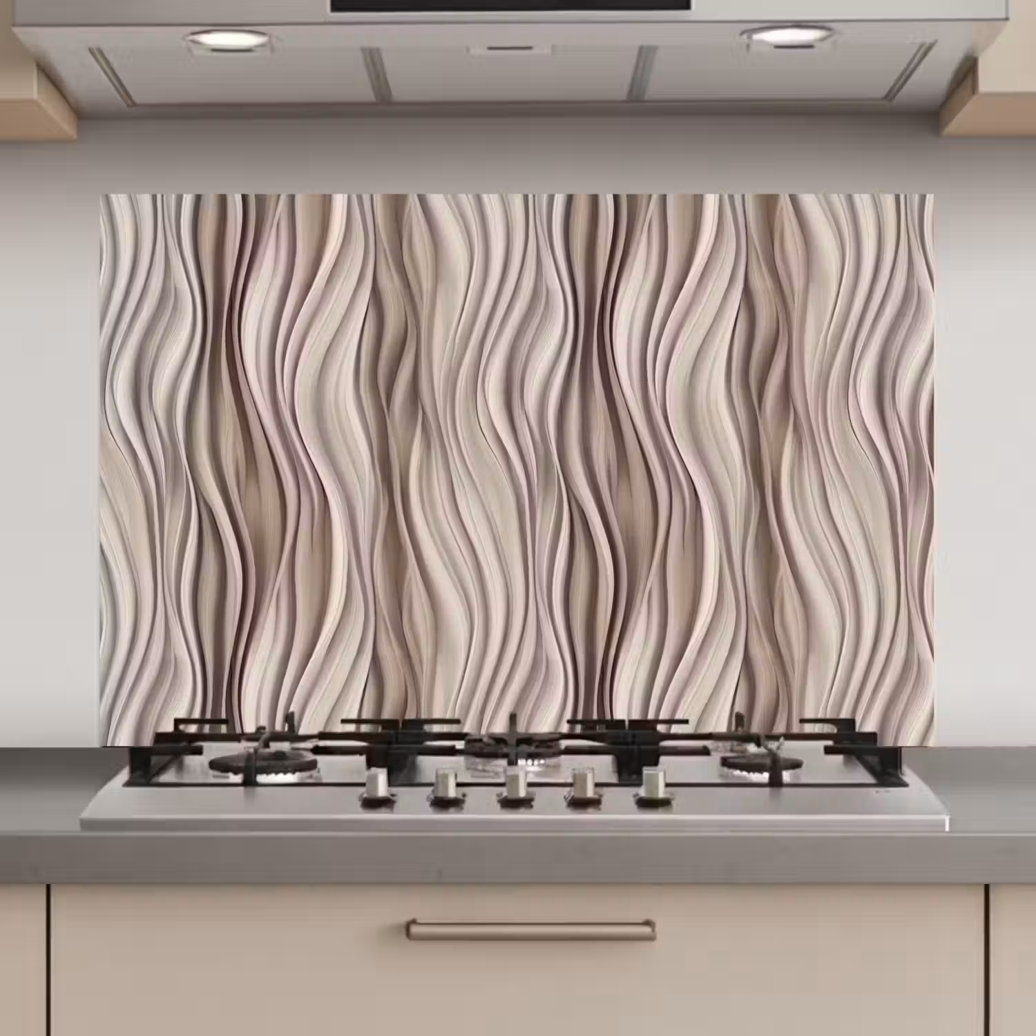 Golven - 3D - Crème keuken achterwand spatscherm klein 900 -3d_website