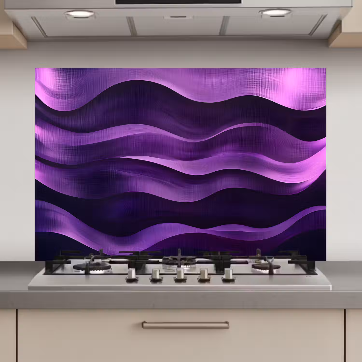 Golven - Abstract - Paars keuken achterwand spatscherm klein -3d_website