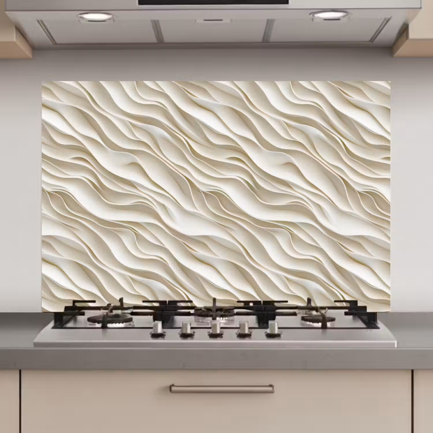 Golven - Wit - Minimalistisch keuken achterwand spatscherm klein 900 -3d_website