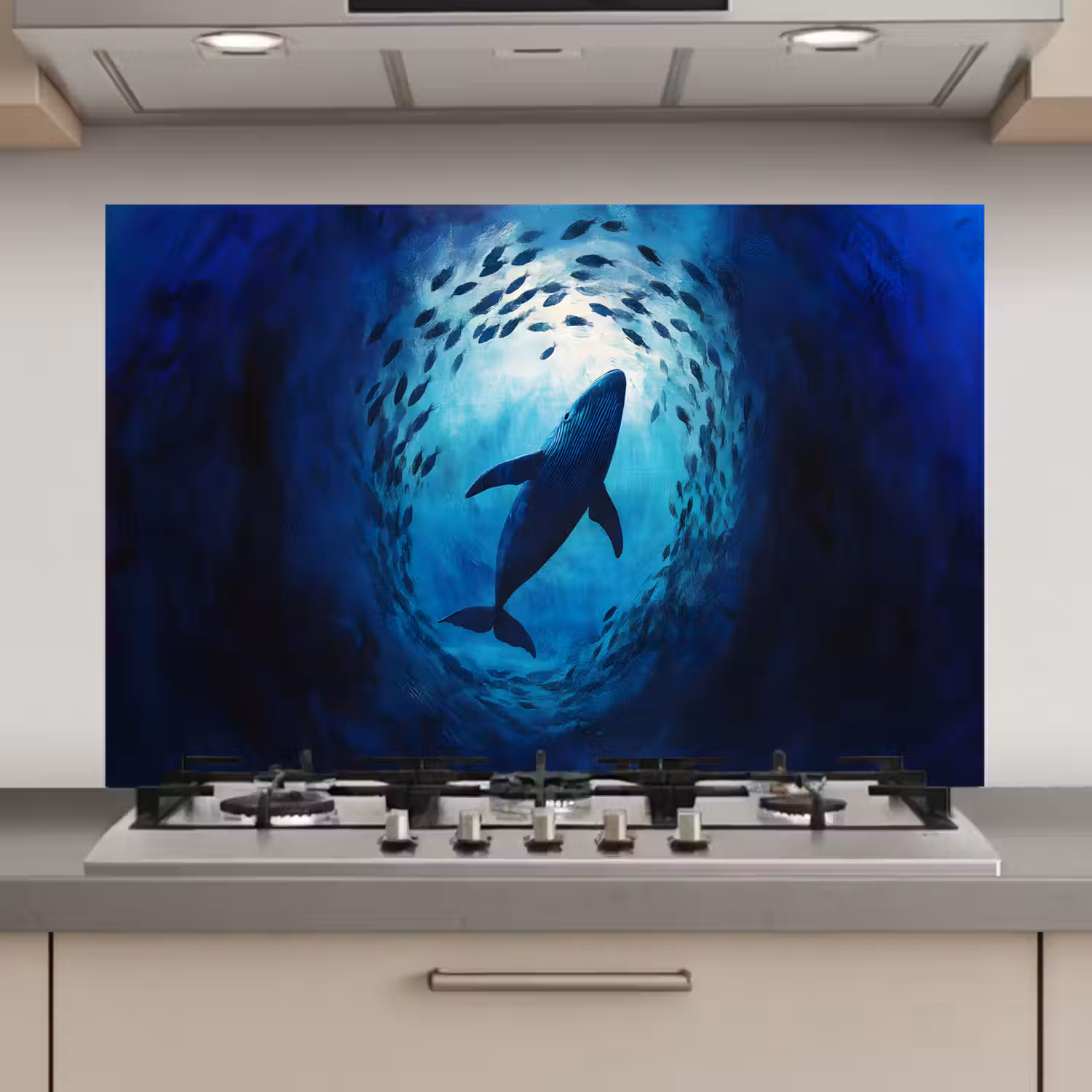Walvis - Vissen - Donkerblauw keuken achterwand spatscherm klein -3d_website
