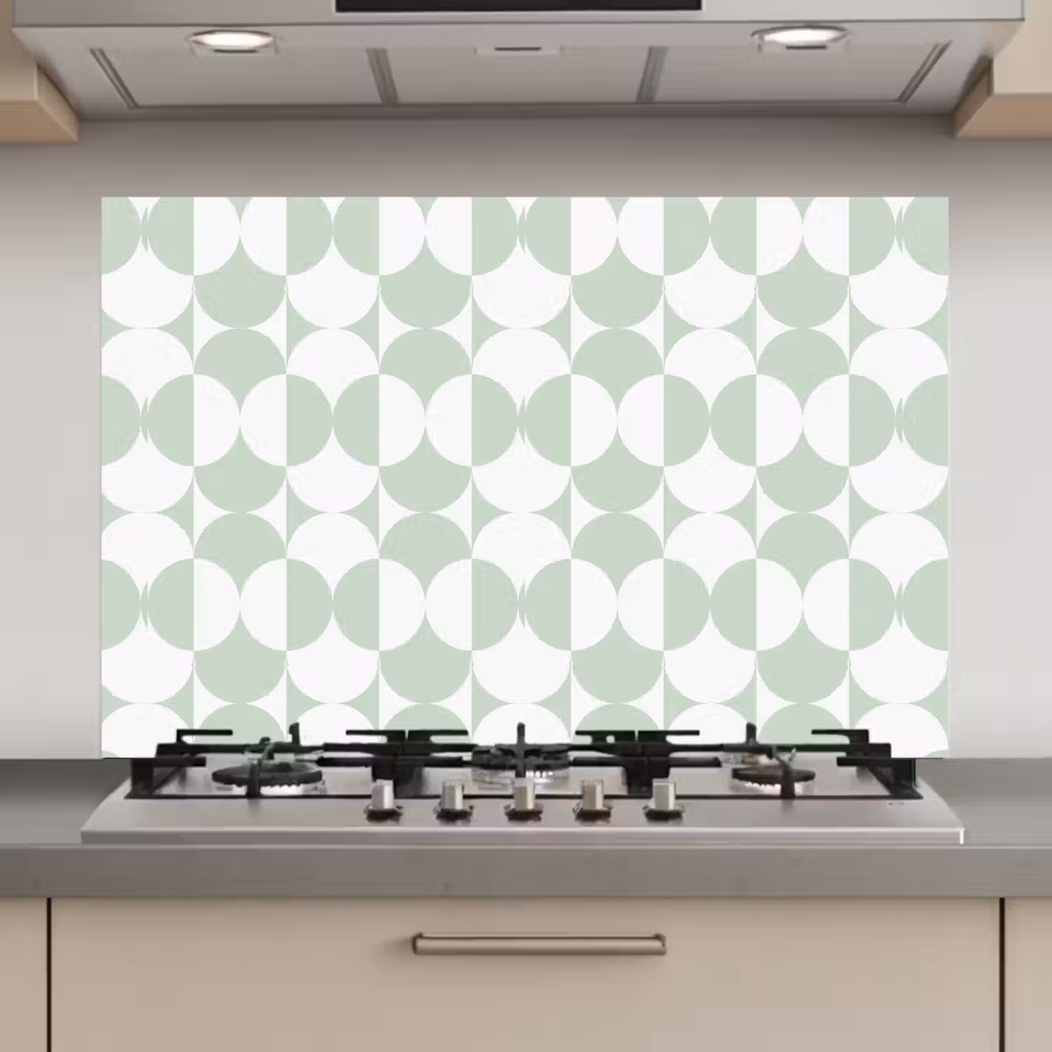 Wit - Groen - Cirkels keuken achterwand spatscherm klein 900 -3d_website