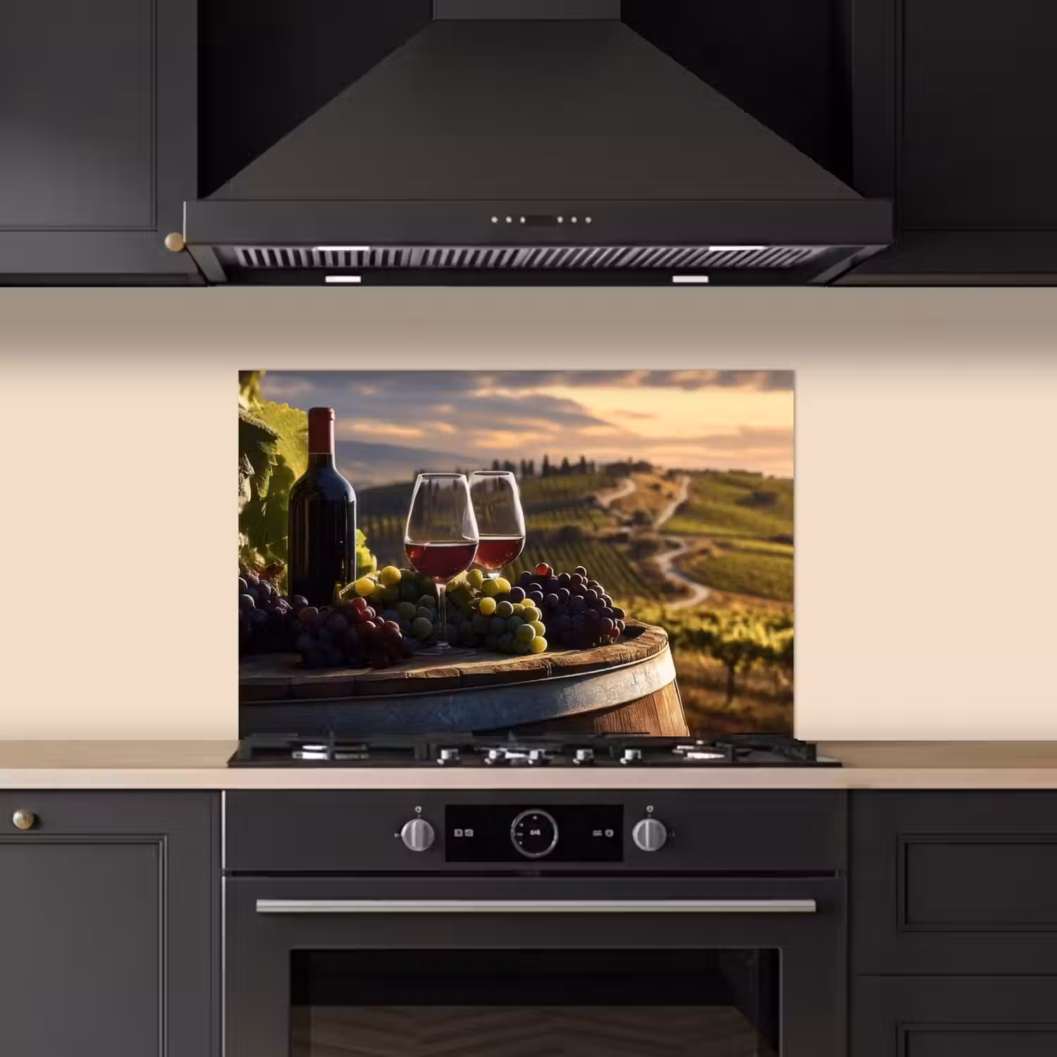Wijn - Druiven - Heuvels - Landschap keuken achterwand spatscherm klein -sfeer1