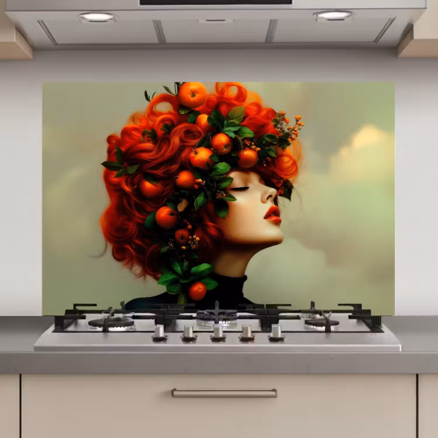 Vrouw - Appels - Rood - Bladeren keuken achterwand spatscherm klein -3d_website