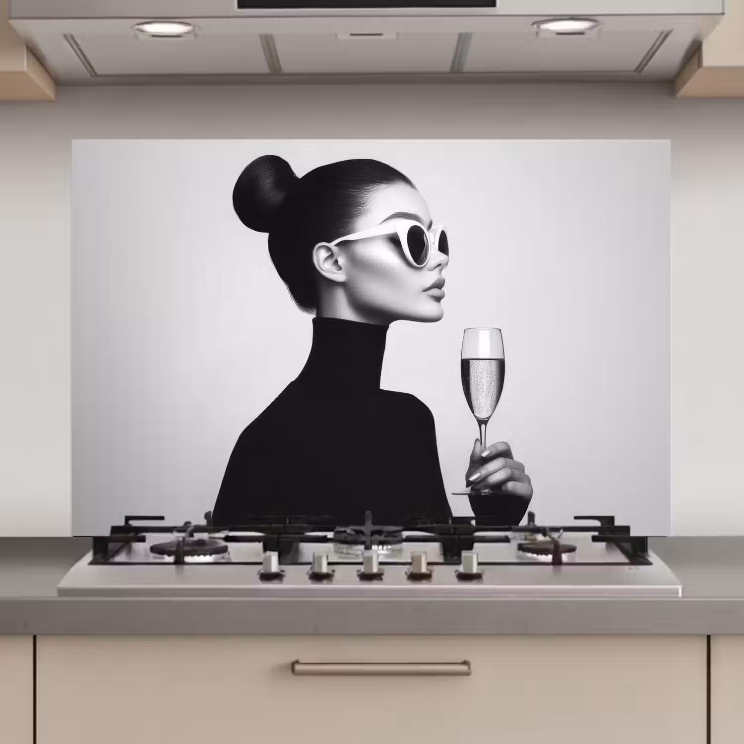 Vrouw - Champagne - Modern keuken achterwand spatscherm klein -3d_website