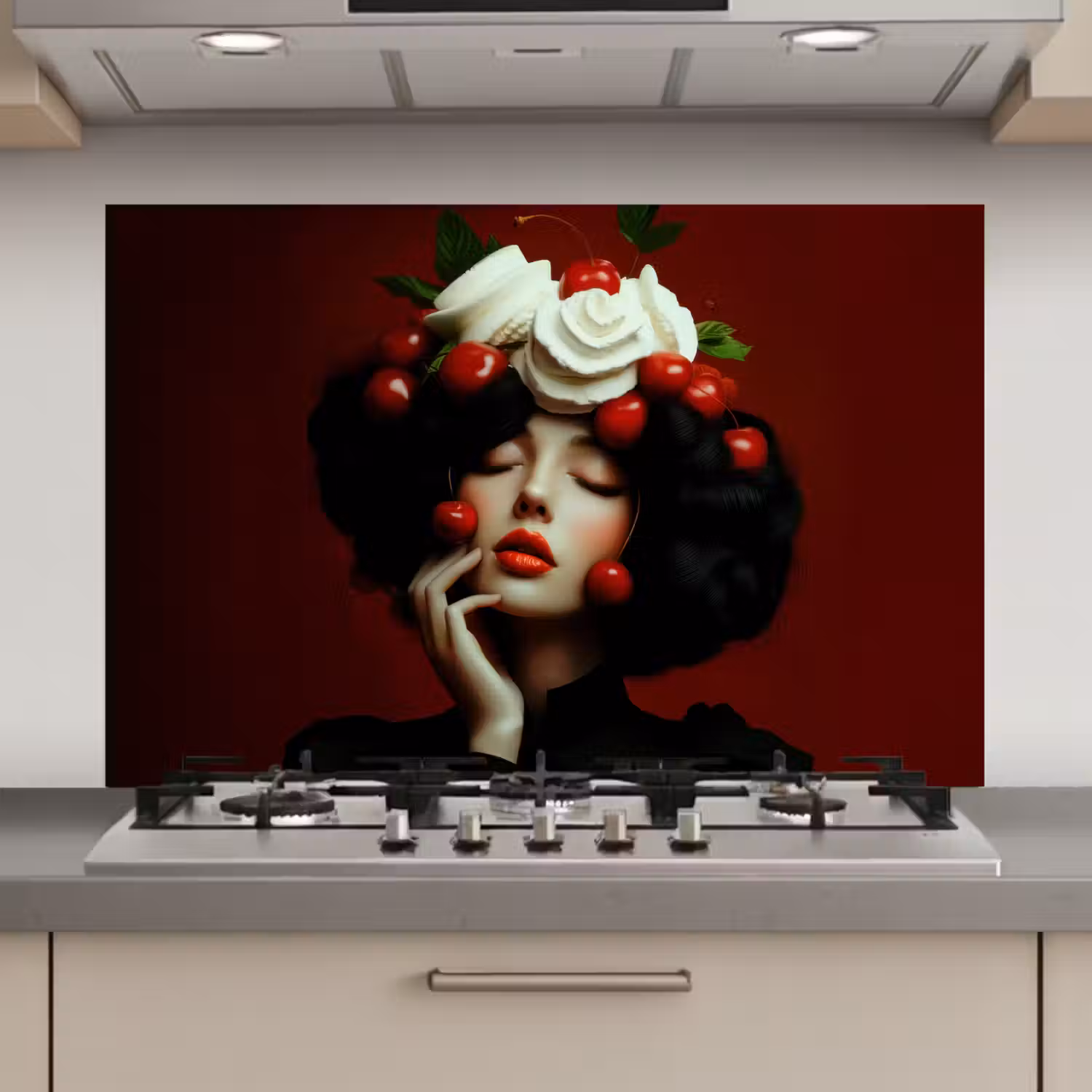 Vrouw - Kersen - Slagroom keuken achterwand spatscherm klein -3d_website