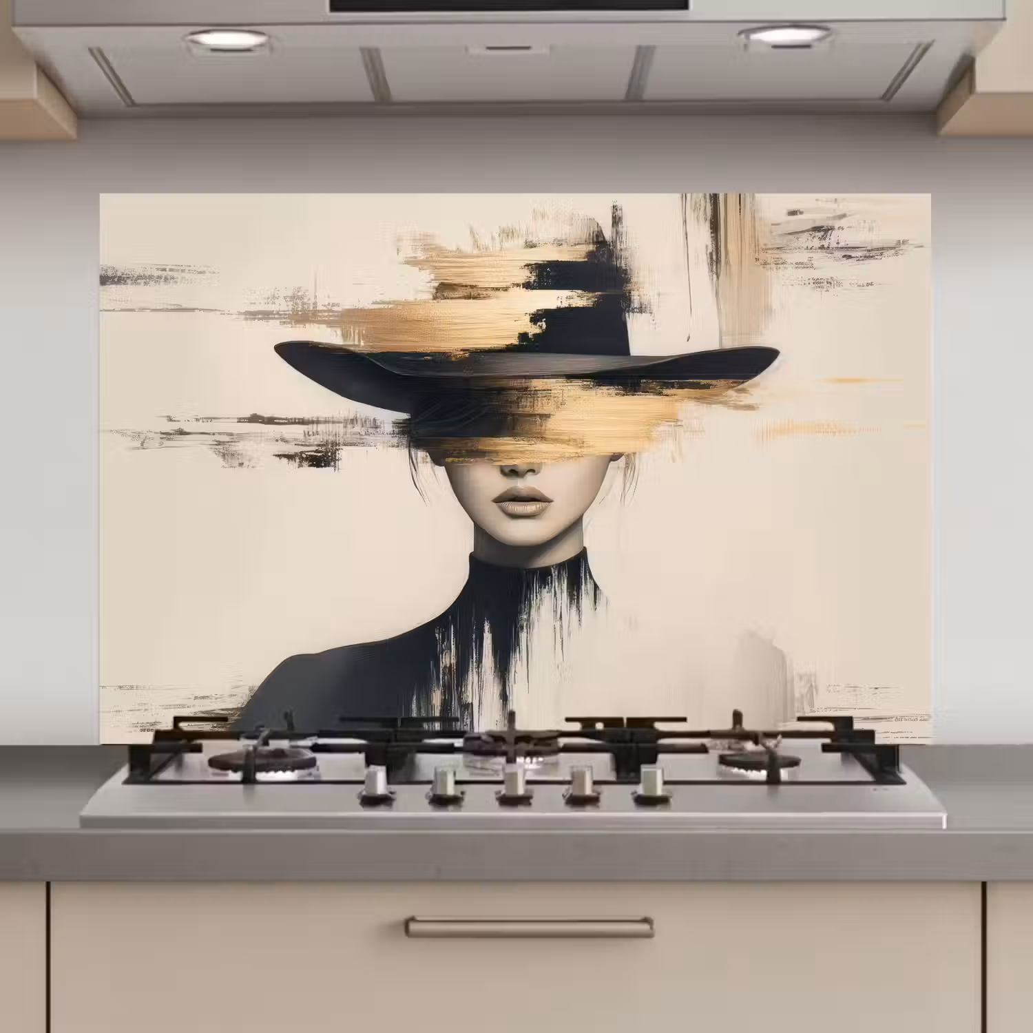 Vrouw - Hoed - Verf keuken achterwand spatscherm klein -3d_website
