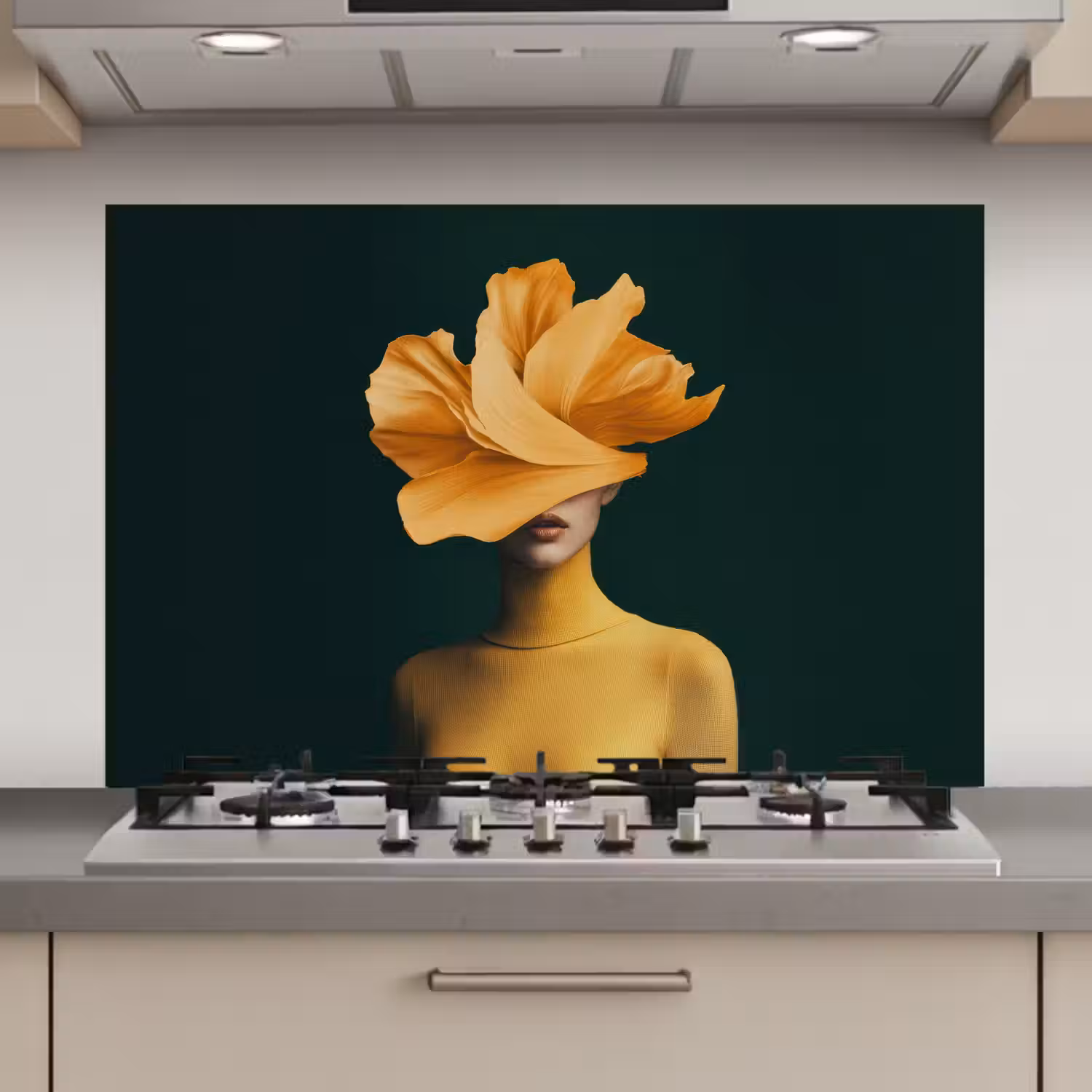 Vrouw - Hoed - Geel keuken achterwand spatscherm klein -3d_website
