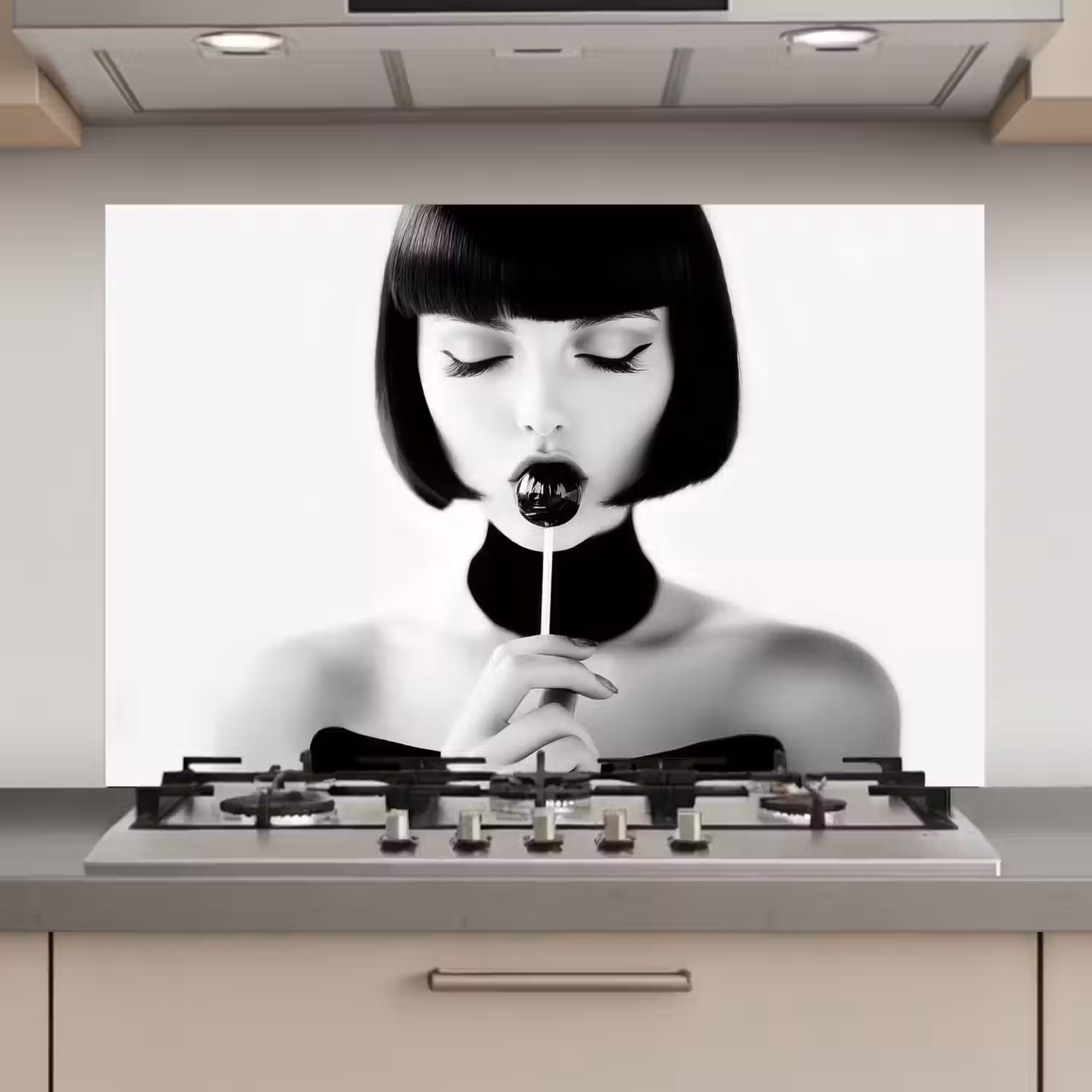 Vrouw - Lolly - Zwart - Wit keuken achterwand spatscherm klein -3d_website