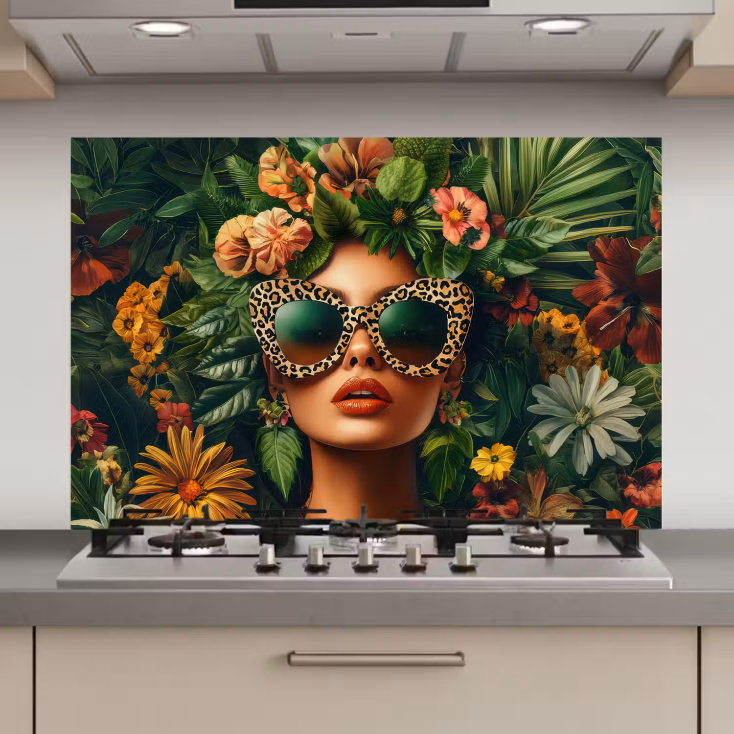 Vrouw - Panterprint - Jungle - Natuur - Luxe keuken achterwand spatscherm klein -3d_website