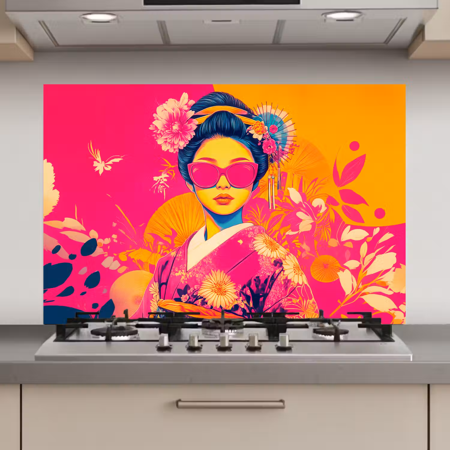 Vrouw - Zonnebril - Abstract - Oranje keuken achterwand spatscherm klein -3d_website
