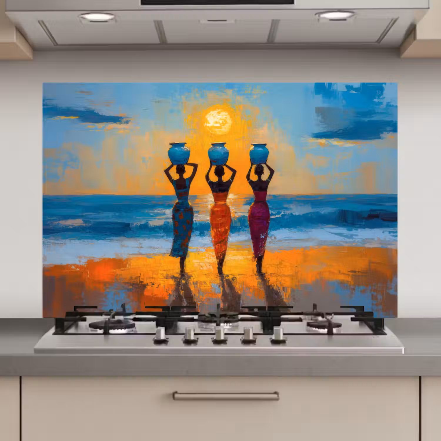 Vrouwen - Strand - Zondsondergang keuken achterwand spatscherm klein -3d_website