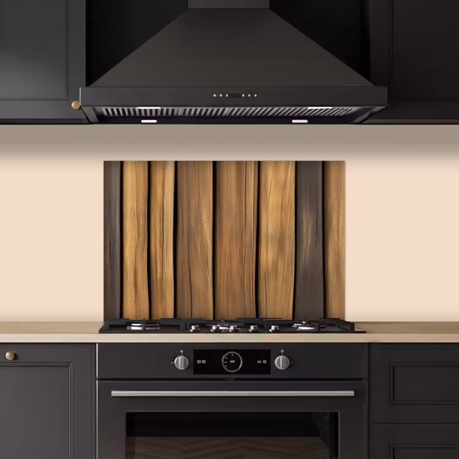 Hout - Planken - Natuurtinten keuken achterwand spatscherm klein -sfeer1