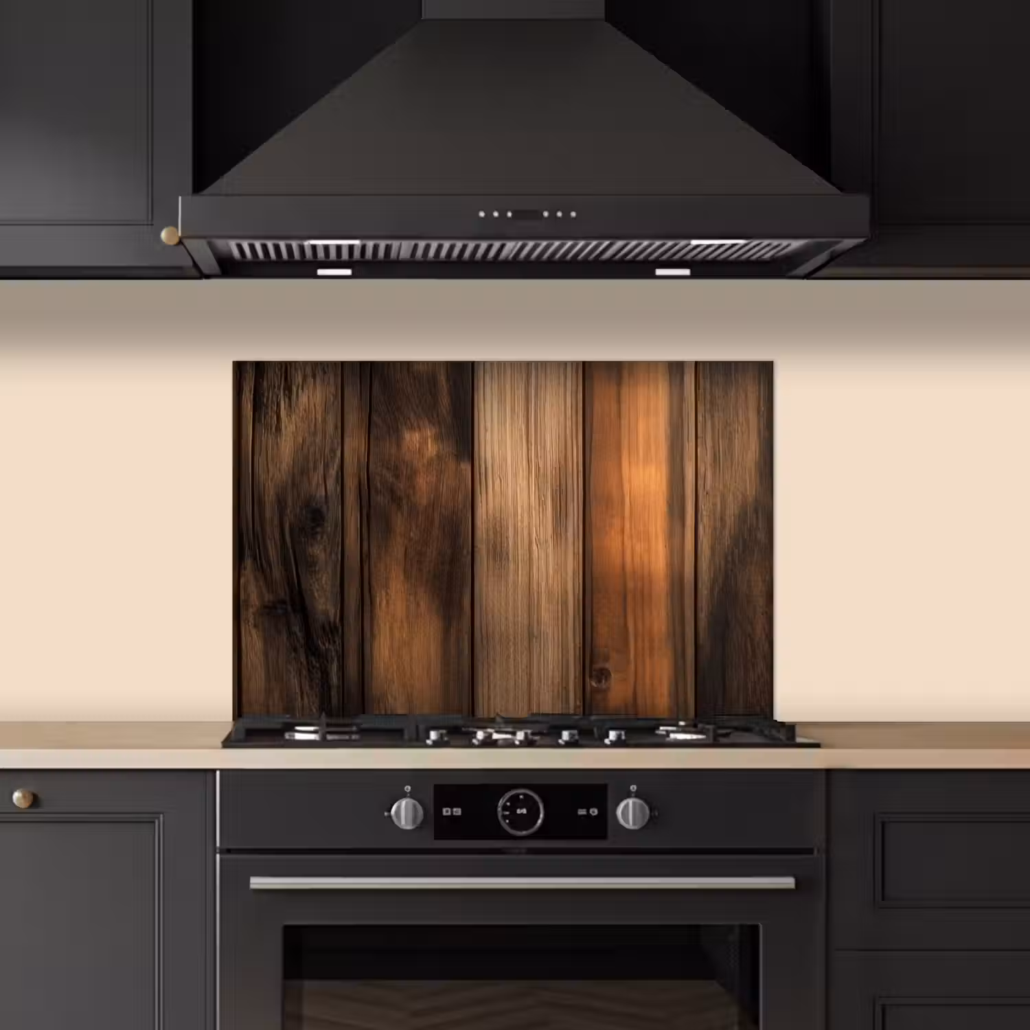 Hout - Rustiek - Donkere Planken keuken achterwand spatscherm klein -sfeer1