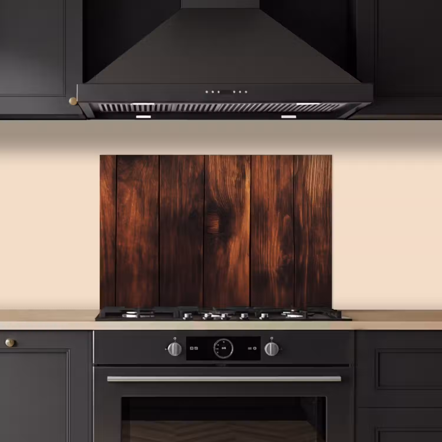 Hout - Planken - Vintage - Donkerbruin keuken achterwand spatscherm klein -sfeer1