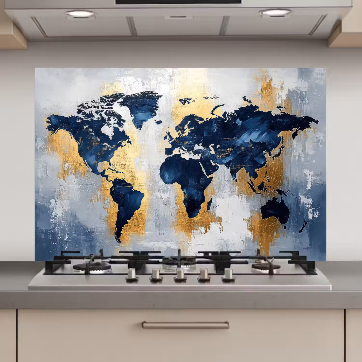Wereldkaart - Blauw - Abstract keuken achterwand spatscherm klein -3d_website