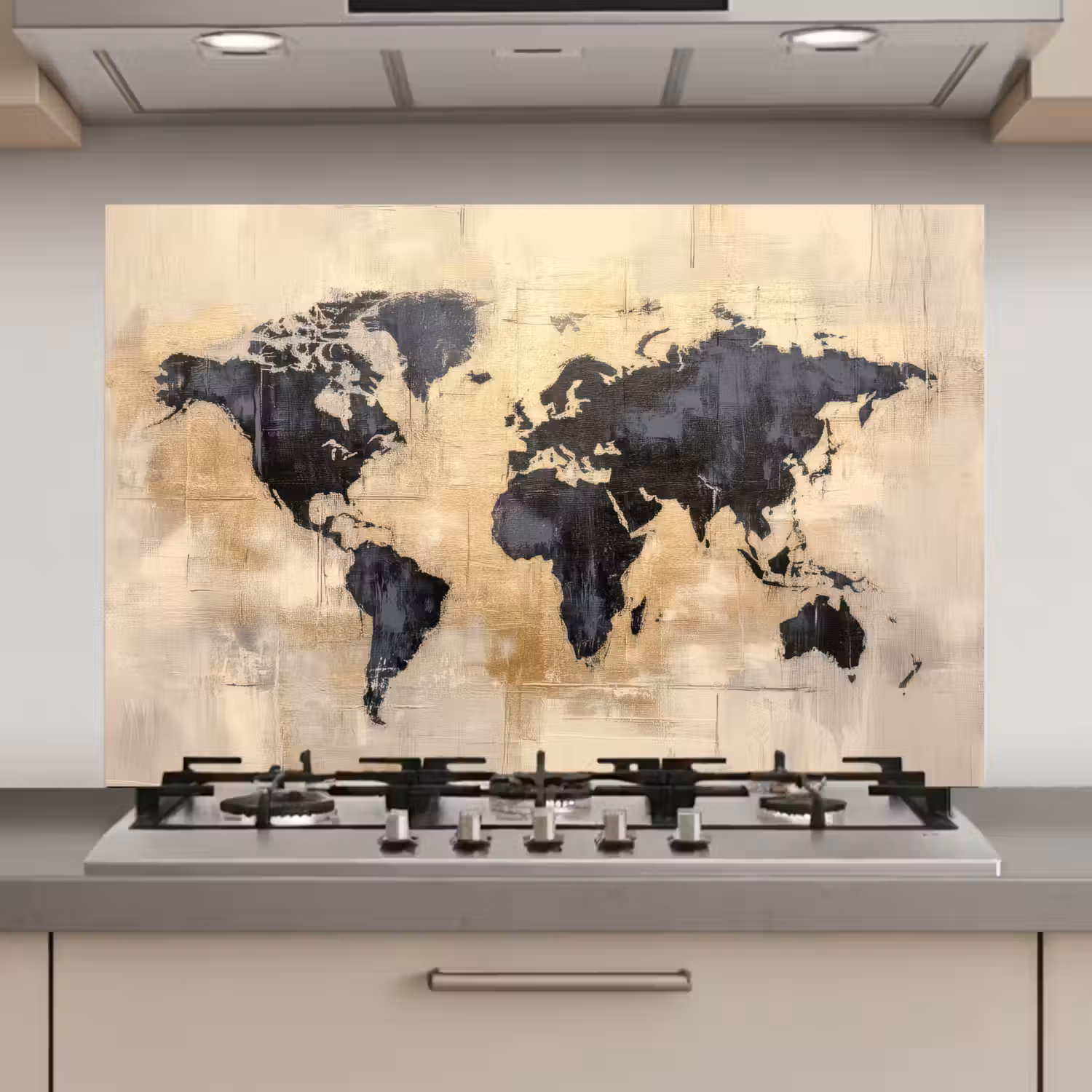 Wereldkaart - Goud - Zwart - Abstract keuken achterwand spatscherm klein -3d_website