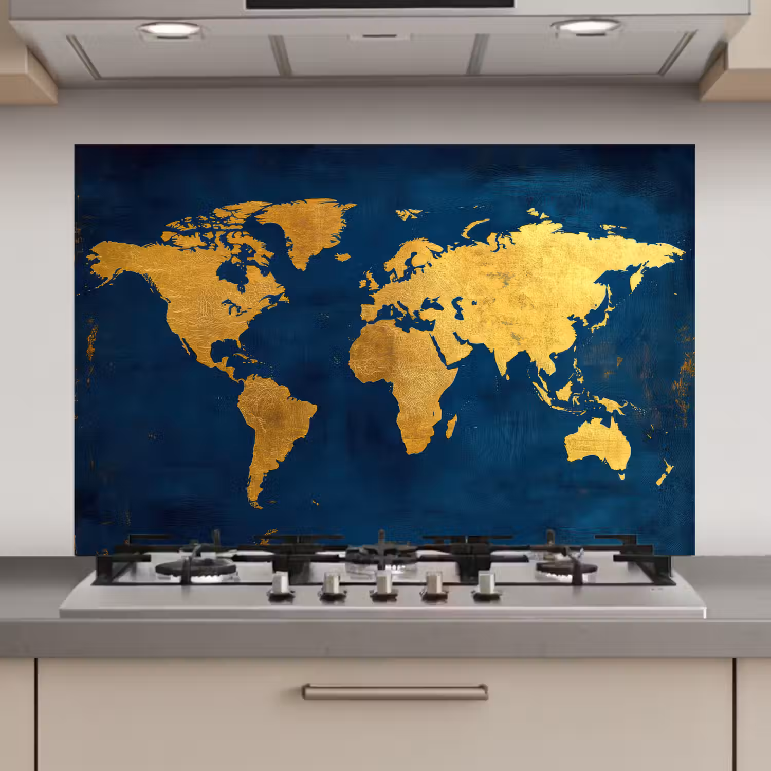 Wereldkaart - Goud - Donkerblauw keuken achterwand spatscherm klein -3d_website