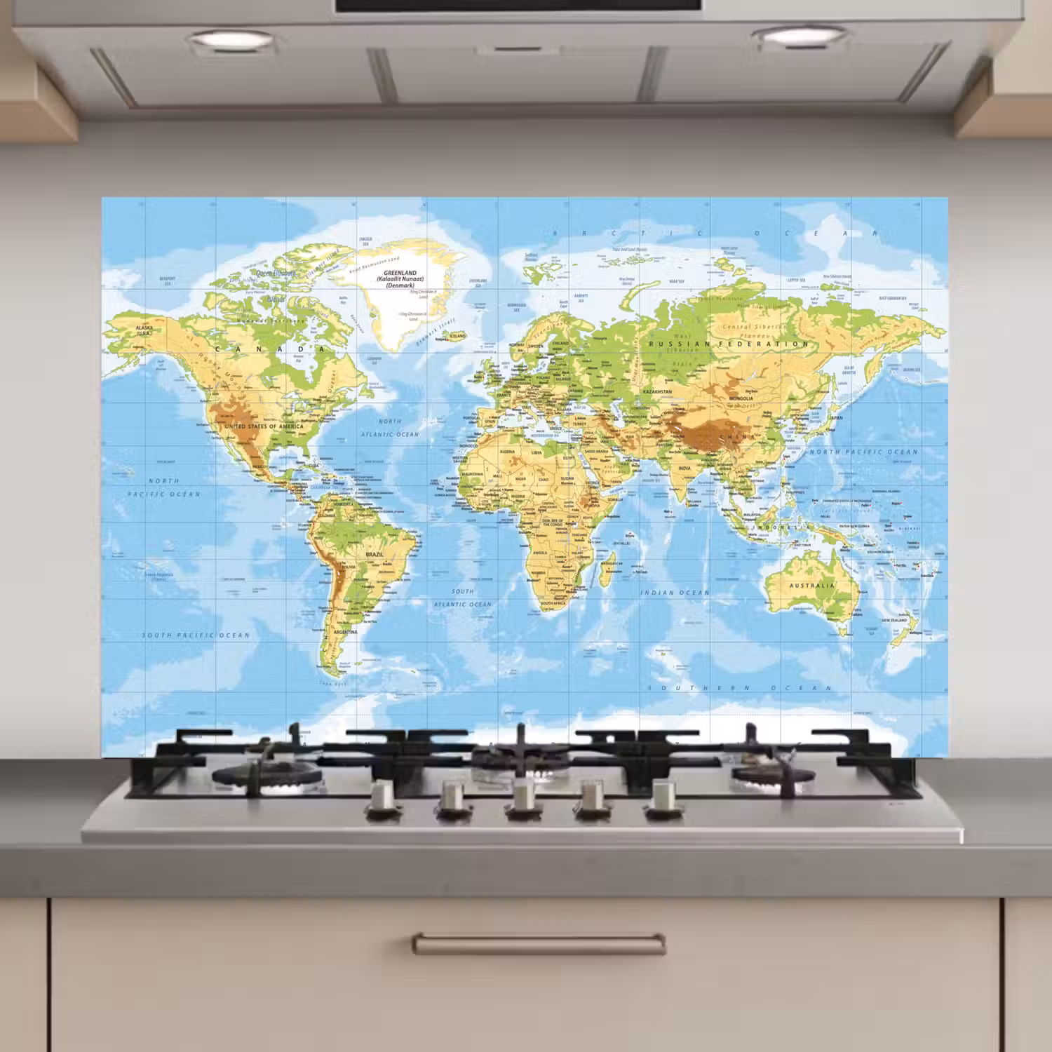 Wereldkaart - Staatkundig - Blauw - Aarde - Educatief keuken achterwand spatscherm klein -3d_website