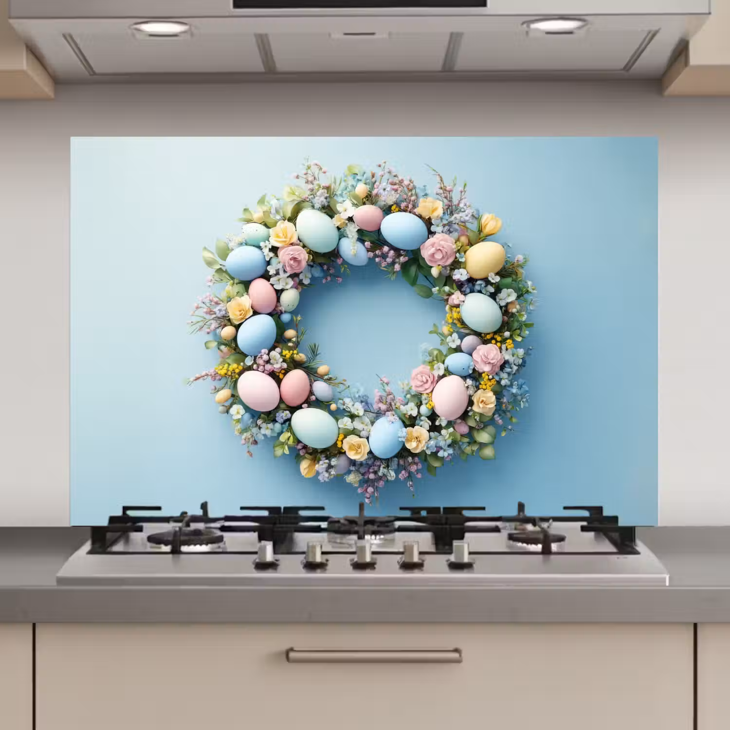 Krans - Eieren - Bloemen keuken achterwand spatscherm klein -3d_website