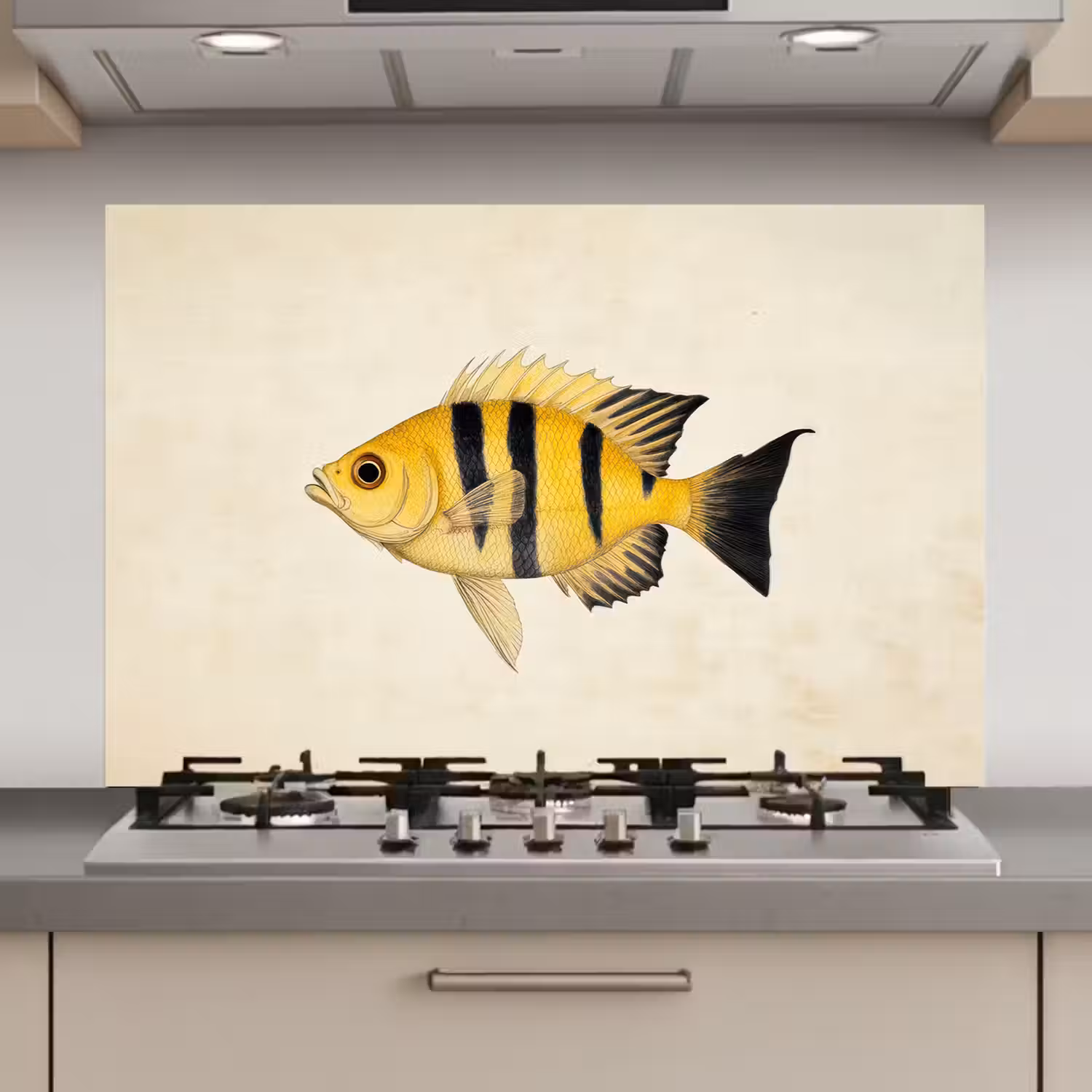 Geel - Vis - Strepen - Tropisch keuken achterwand spatscherm klein -3d_website
