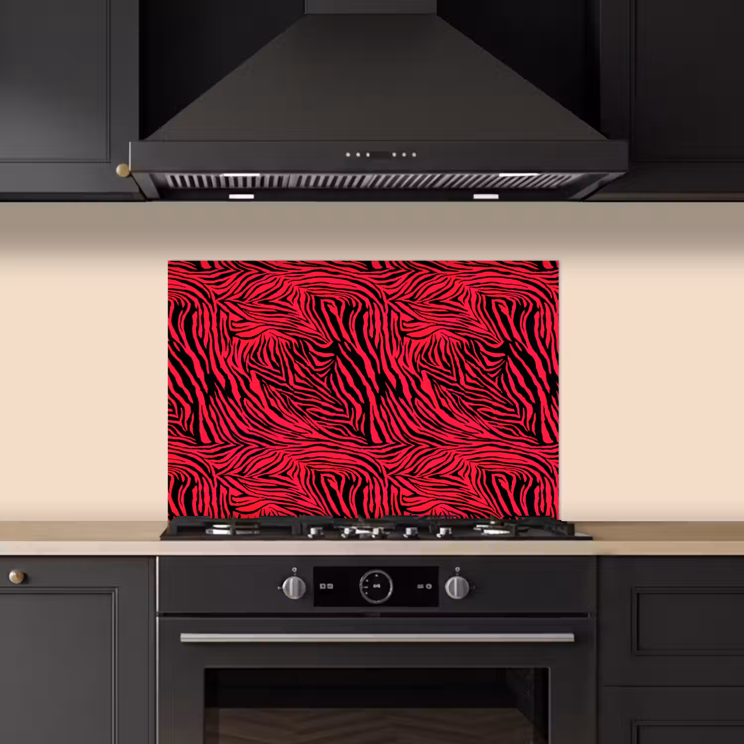 Zebra - Zwart - Roze - Neon keuken achterwand spatscherm klein 900 -sfeer1