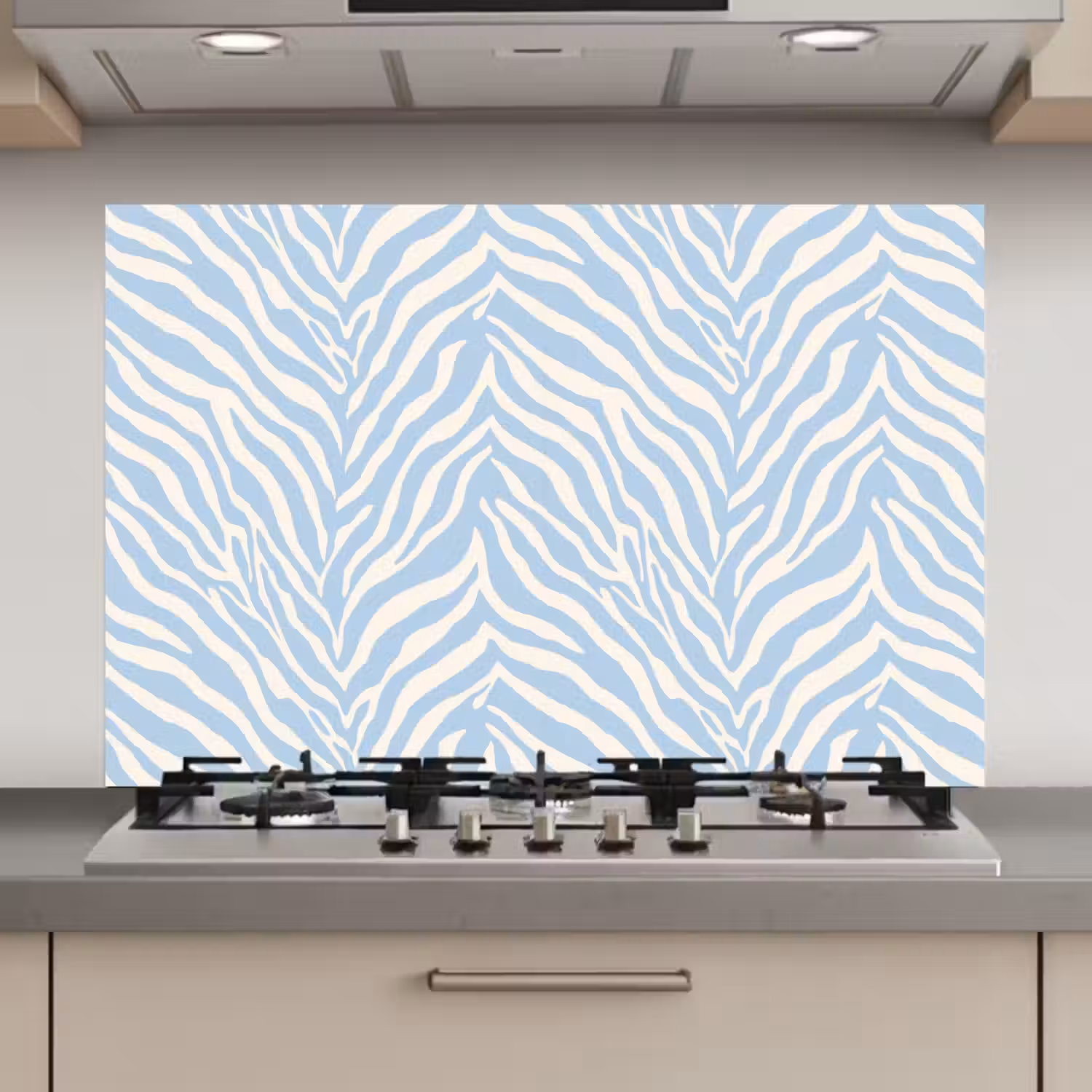 Zebra - Motief - Blauw - Wit keuken achterwand spatscherm klein 900 -3d_website