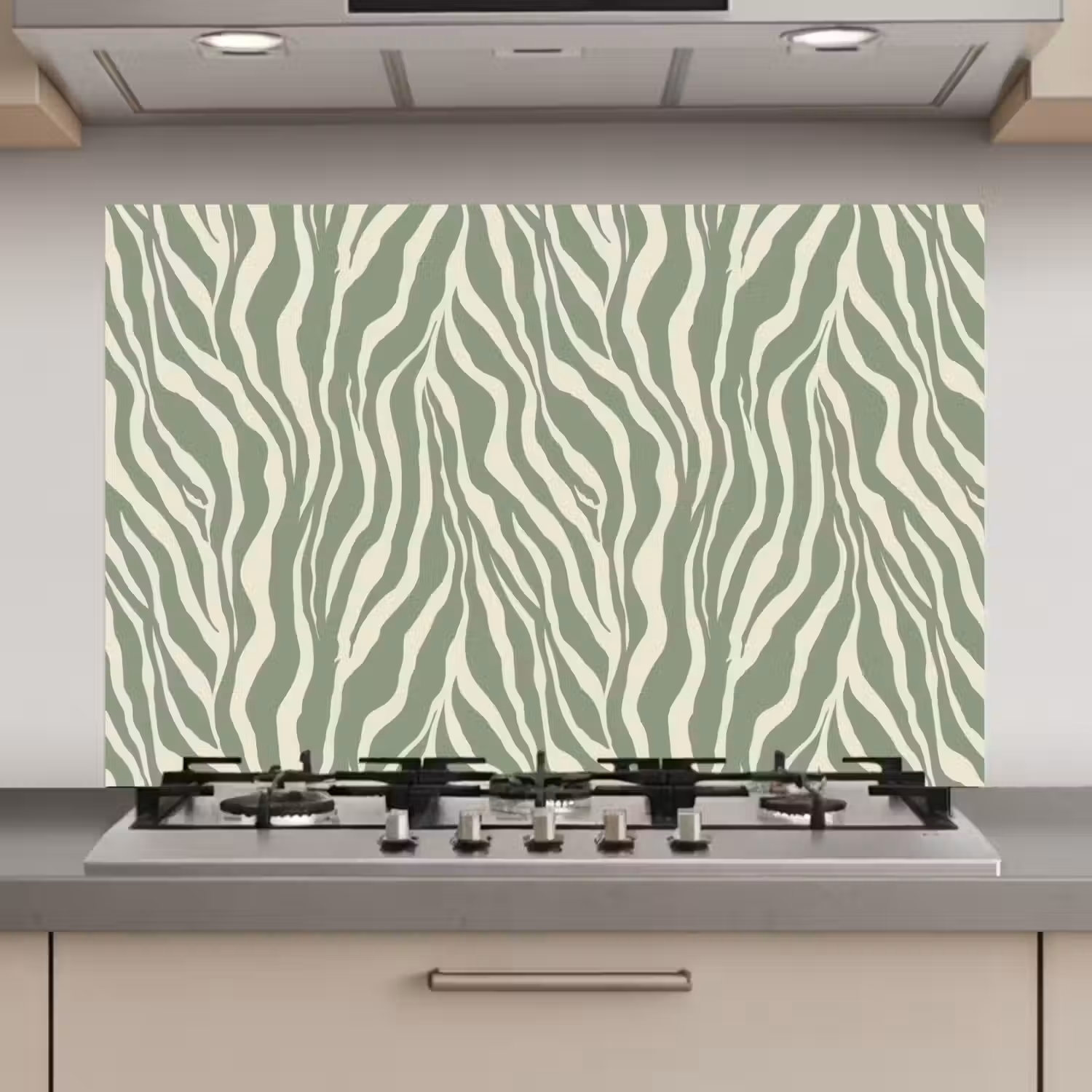 Zebra - Motief - Groen keuken achterwand spatscherm klein 900 -3d_website
