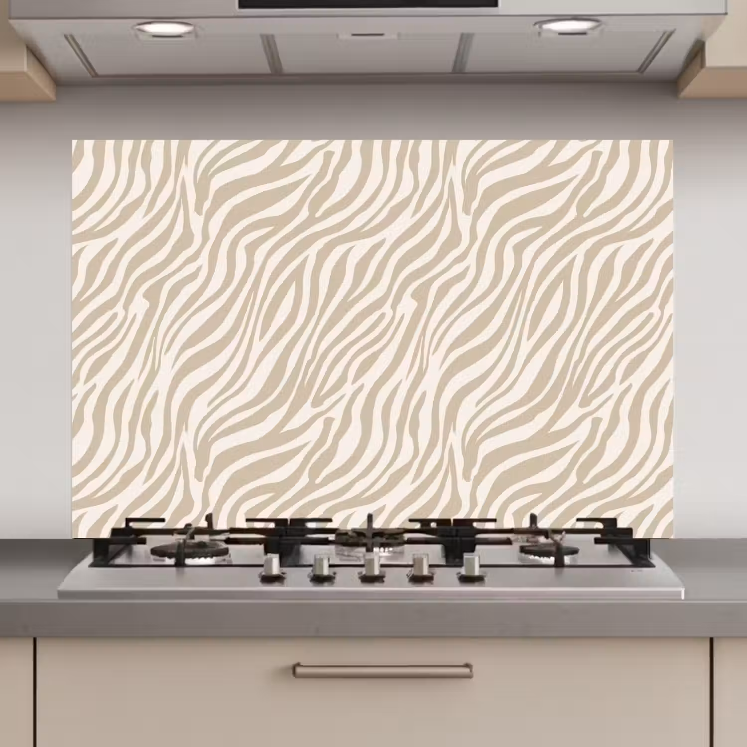 Zebra - Patroon - Beige keuken achterwand spatscherm klein 900 -3d_website