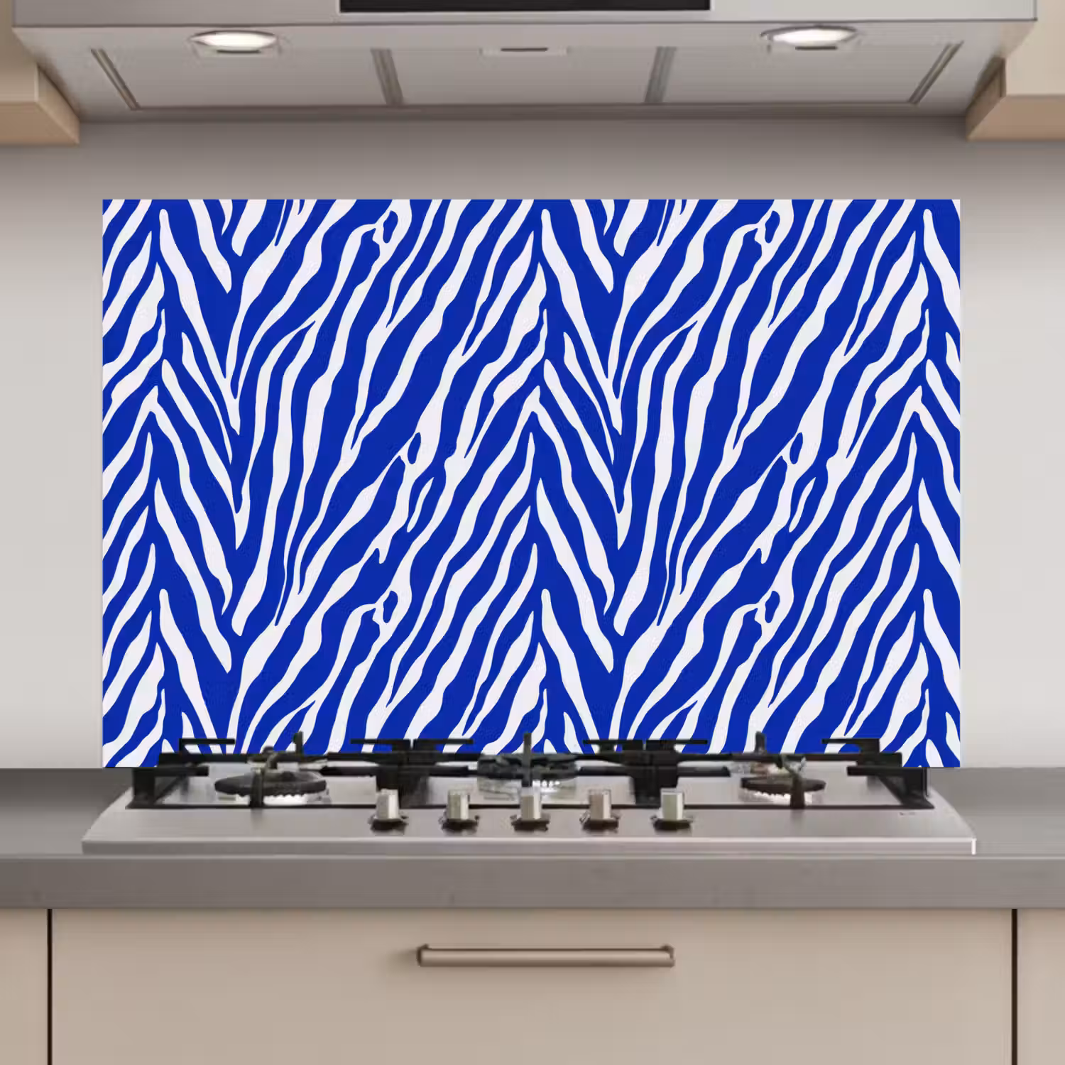Zebra - Patroon - Kobalt - Blauw keuken achterwand spatscherm klein 900 -3d_website