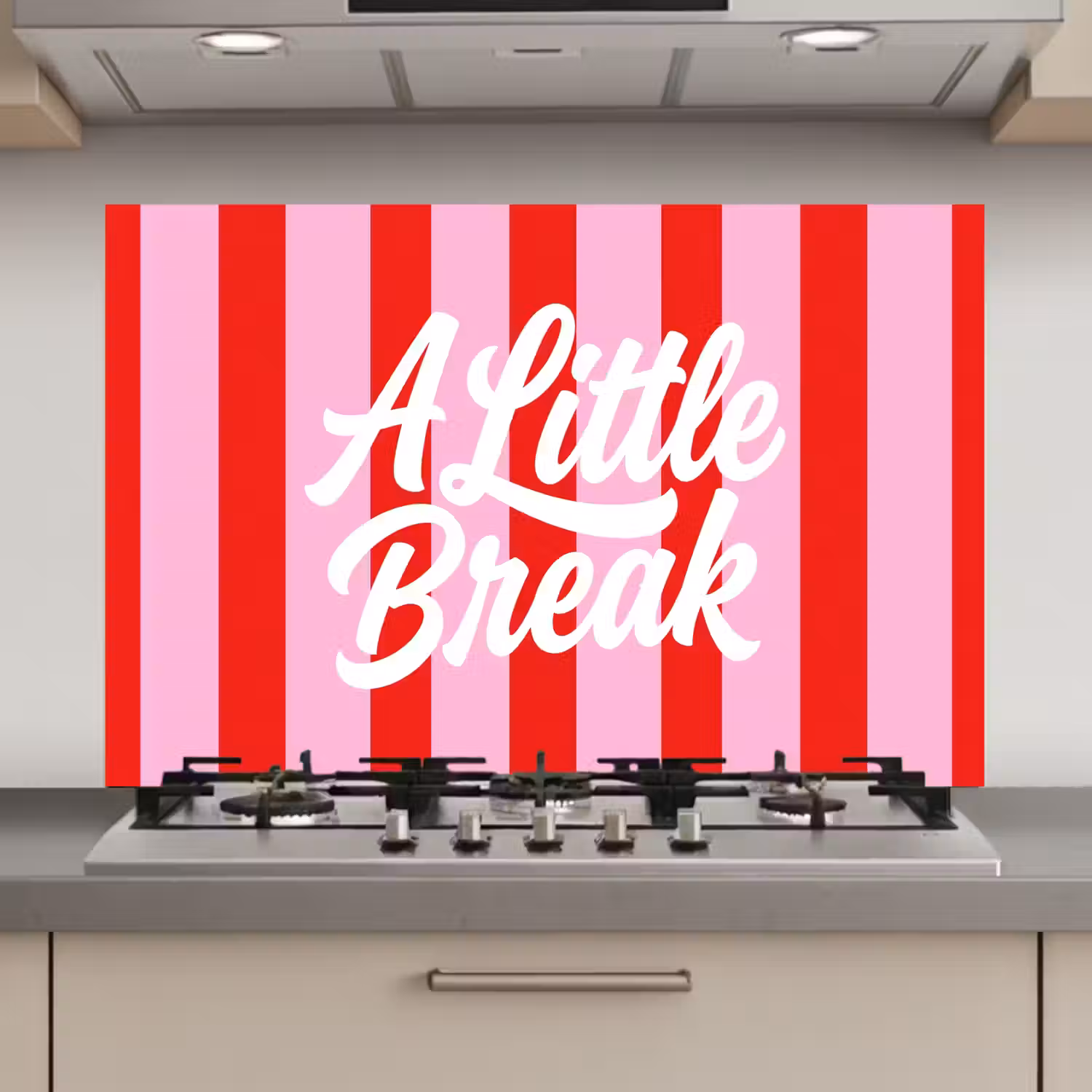 A Little Break - Strepen - Rood - Roze keuken achterwand spatscherm klein -3d_website