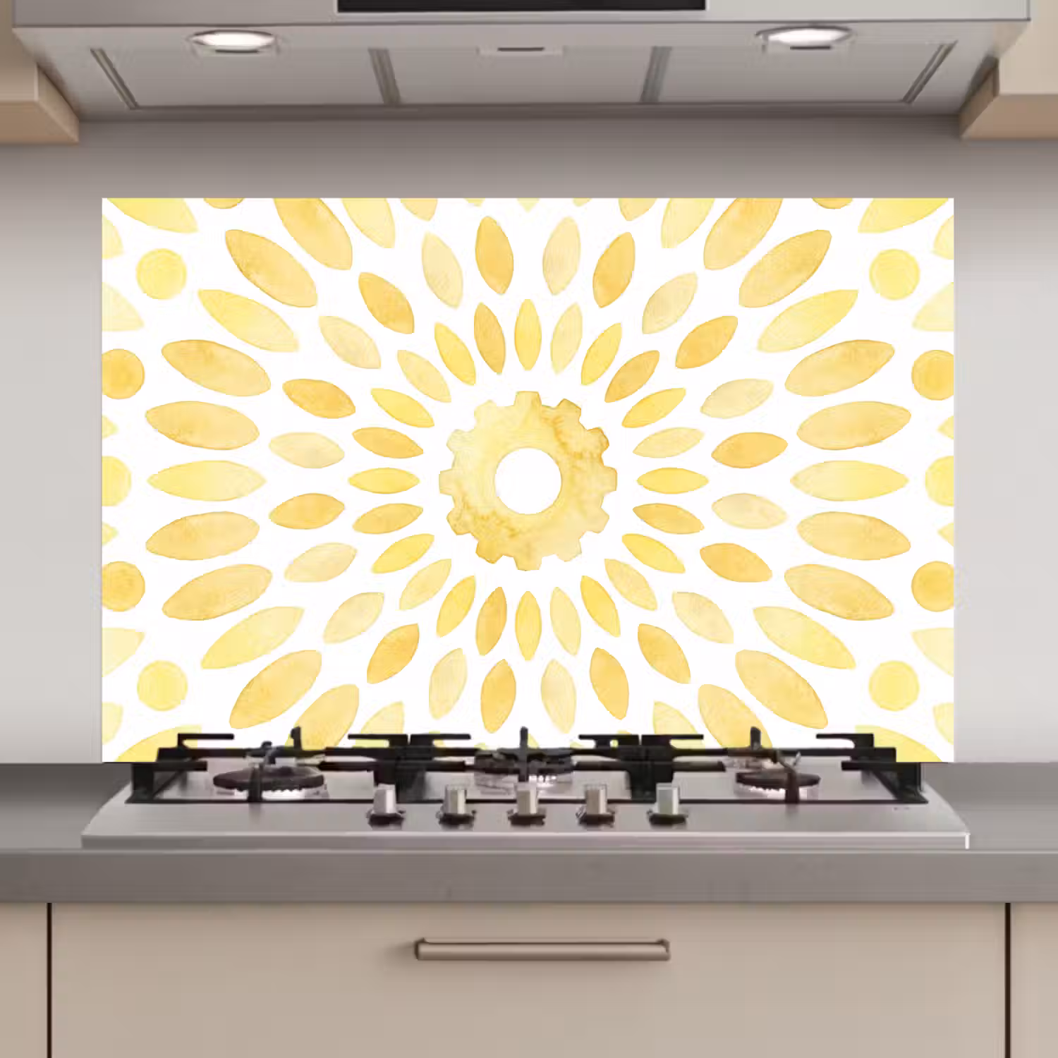Abstract - Geometrisch - Stralend - Geel keuken achterwand spatscherm klein -3d_website