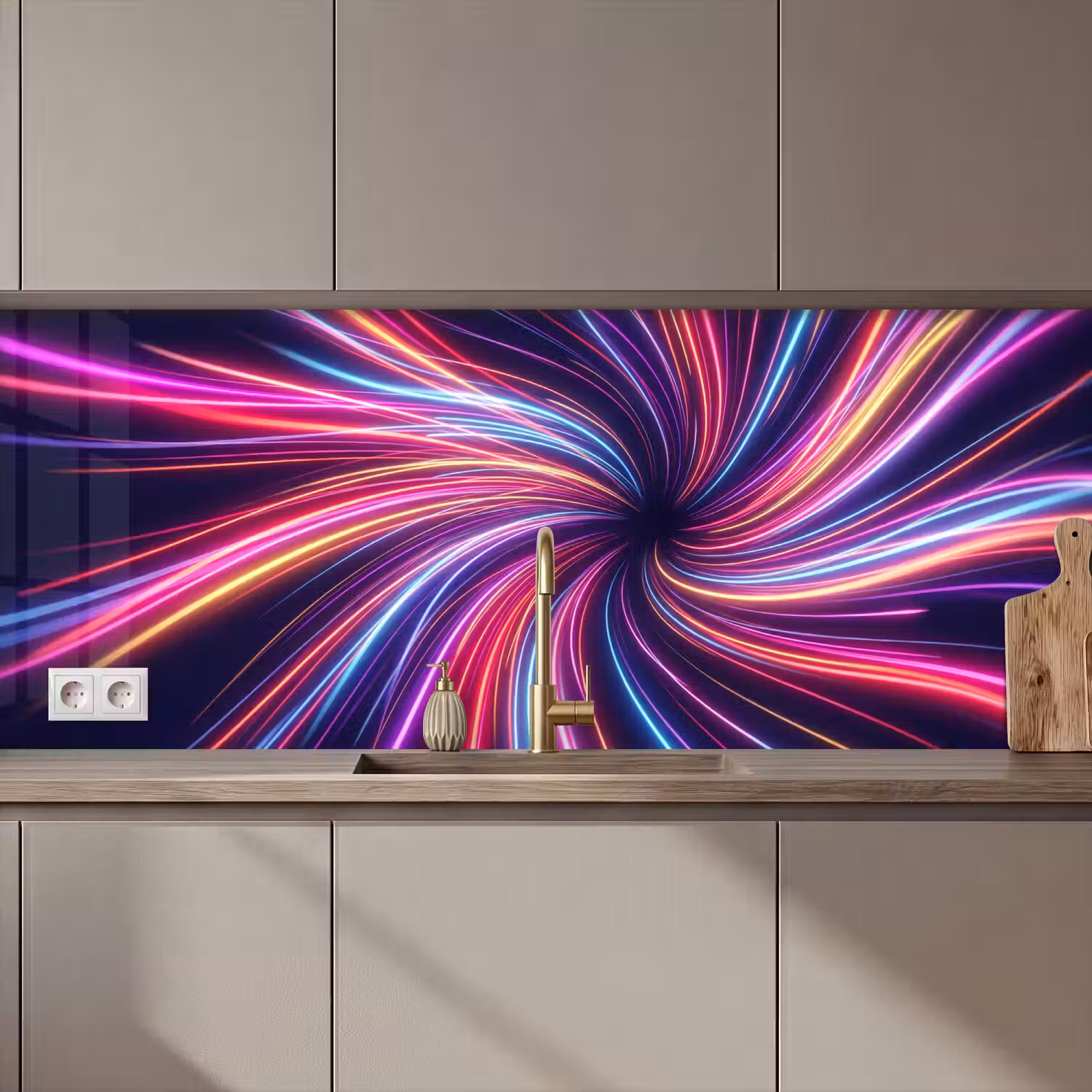 Abstract - Swirl - Futuristic - Neon keuken achterwand 2 middel zz_3dshopping