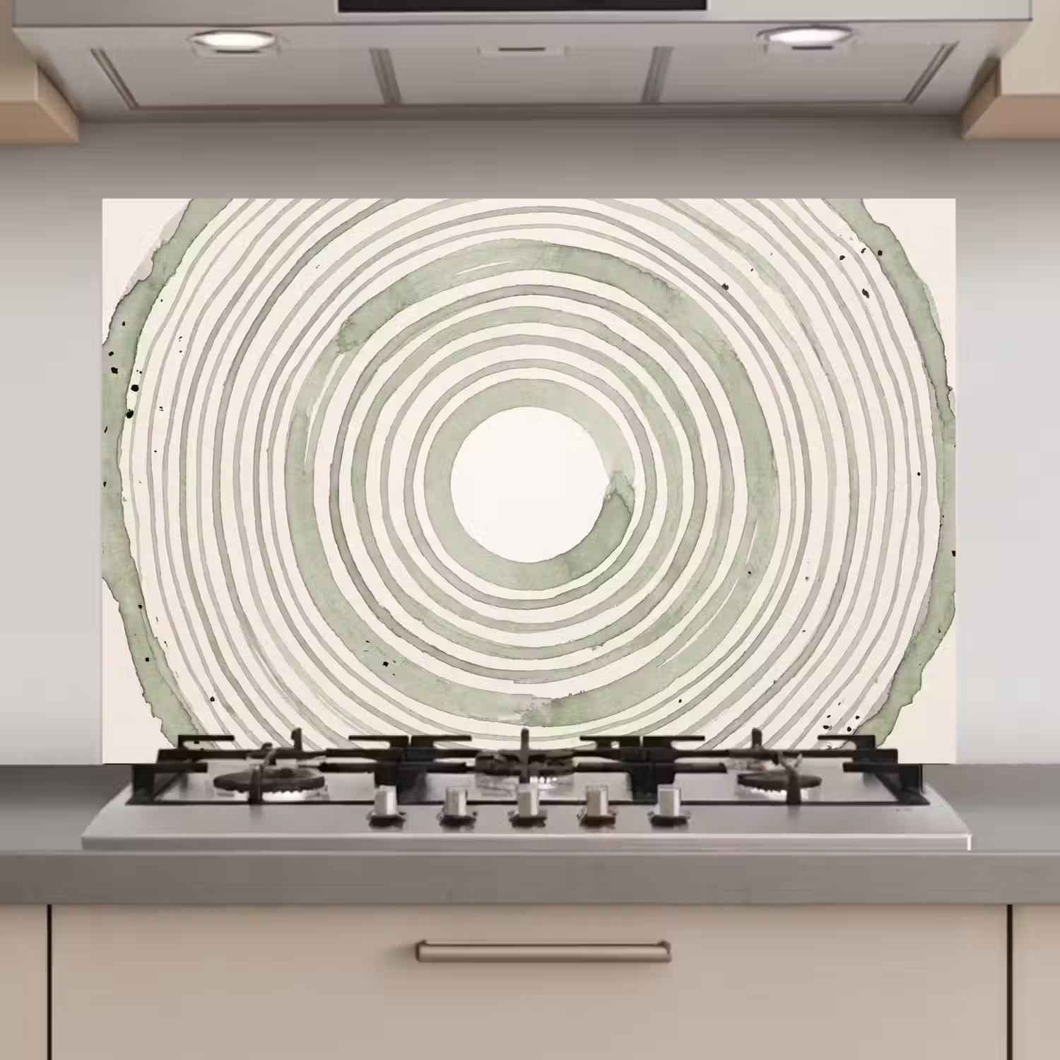 Abstractie - Cirkels - Waterverf - Groen - Modern keuken achterwand spatscherm klein -3d_website