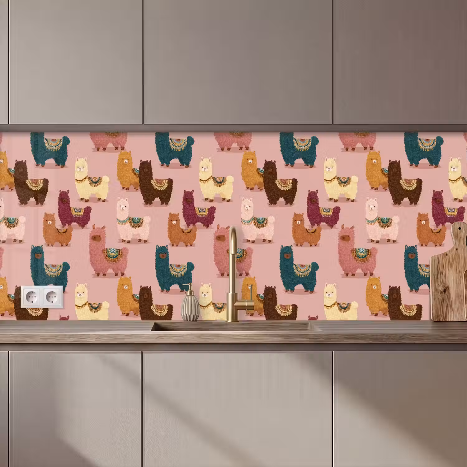 Alpaca's - Patroon - Kleurrijk keuken achterwand 2 middel 871 zz_3dshopping
