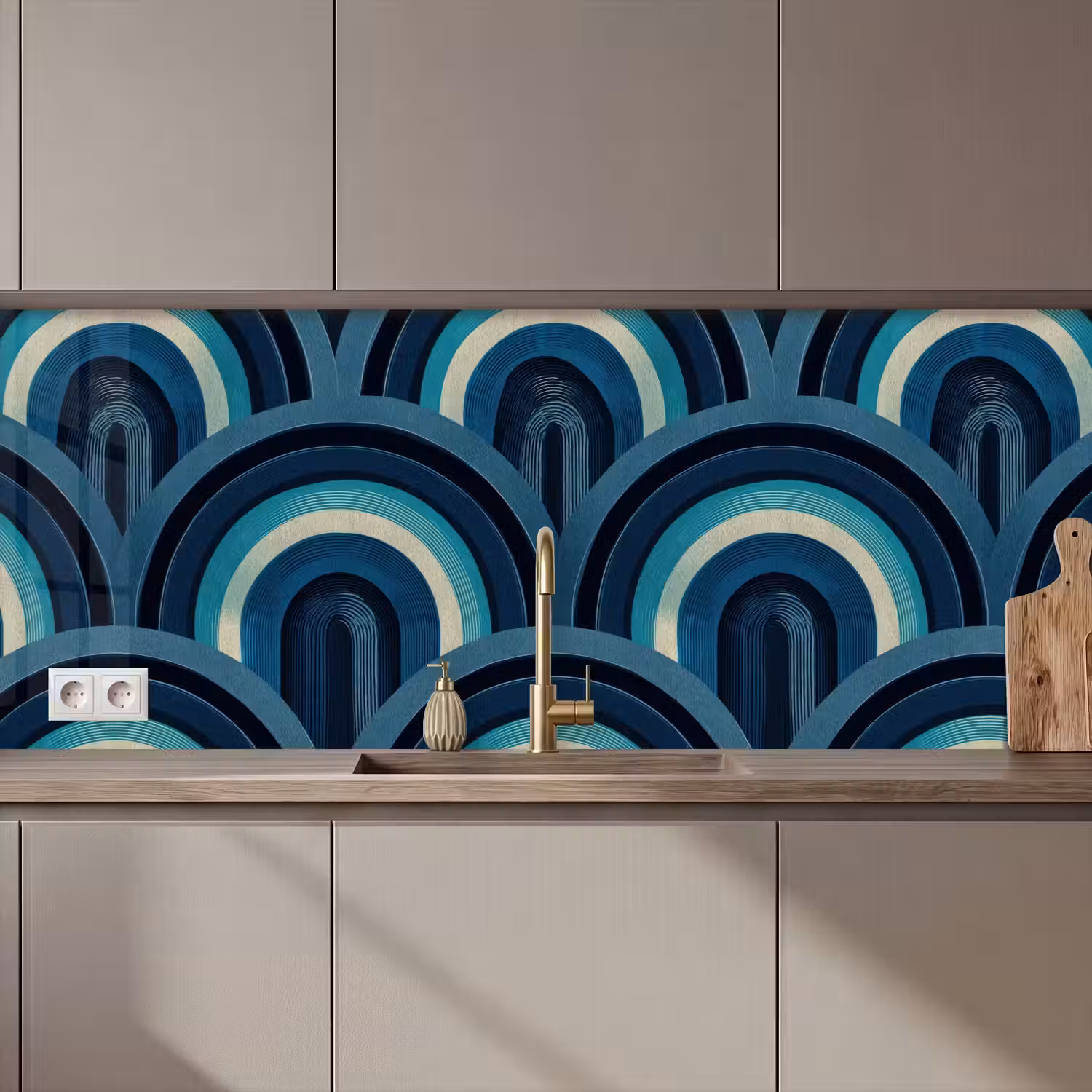 Bogen - Geometrisch - Patroon - Blauw - Retro keuken achterwand 2 middel 871 zz_3dshopping