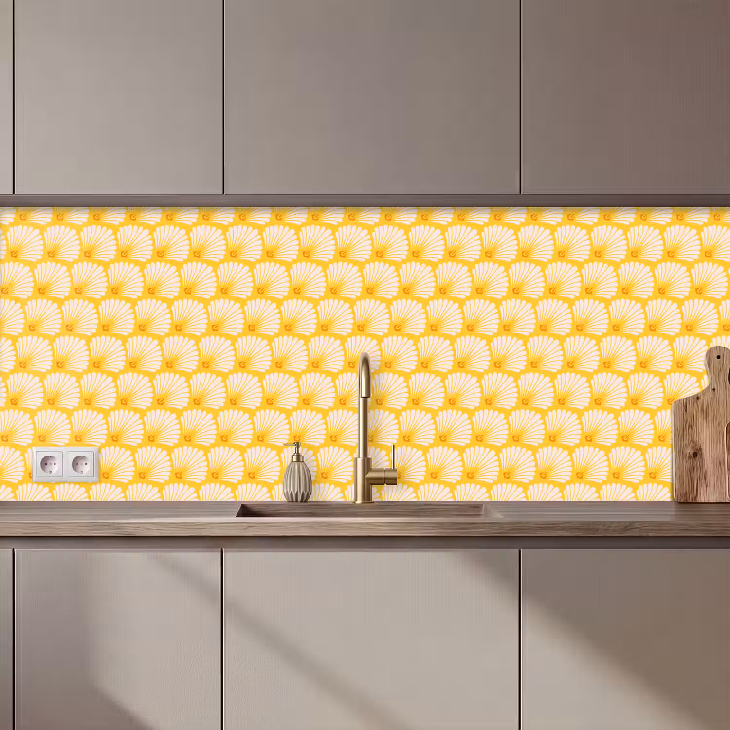 Art Deco - Design - Schelp - Geel keuken achterwand 2 middel 871 zz_3dshopping