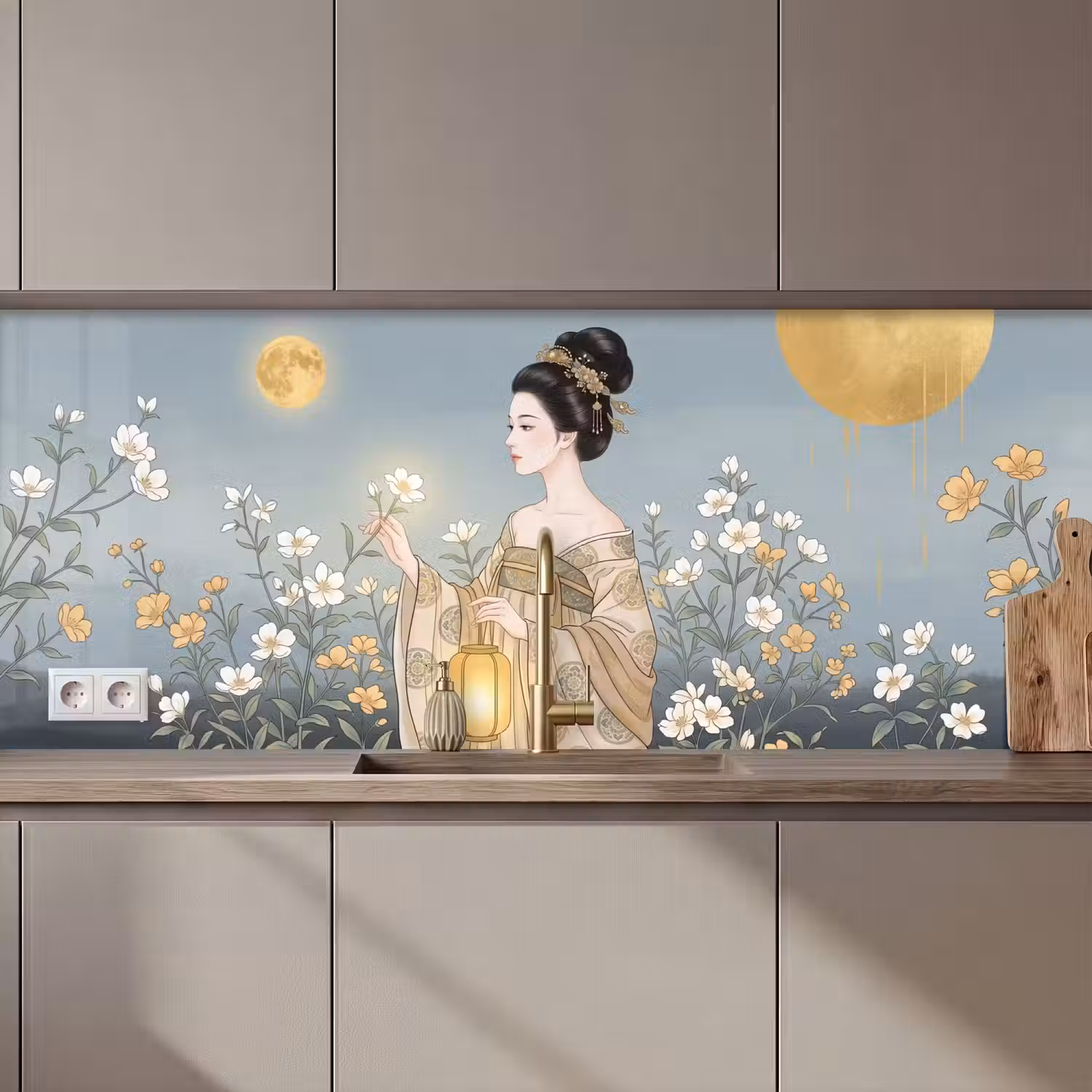 Aziatisch - Vrouw - Kimono keuken achterwand 2 middel zz_3dshopping