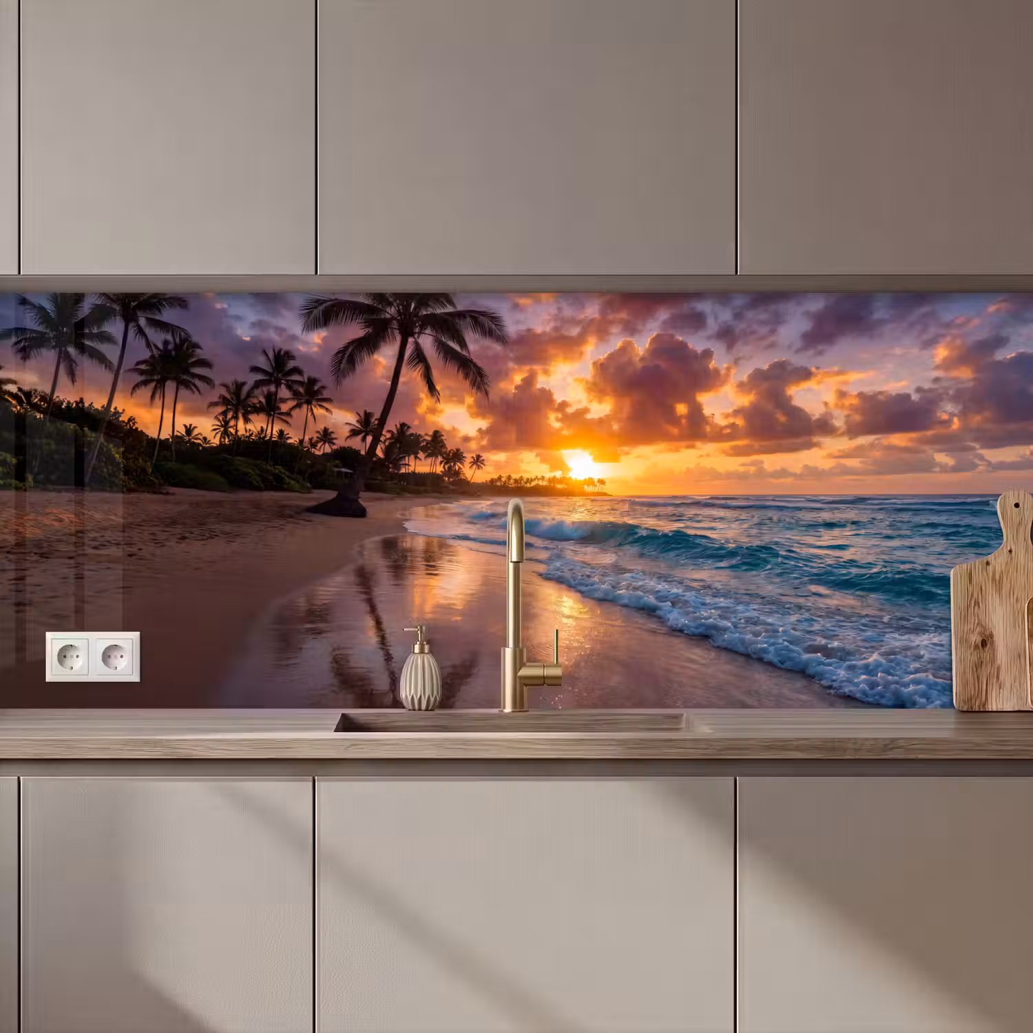 Strand - Zonsopgang - Tropisch - Natuur - Oranje keuken achterwand 2 middel zz_3dshopping