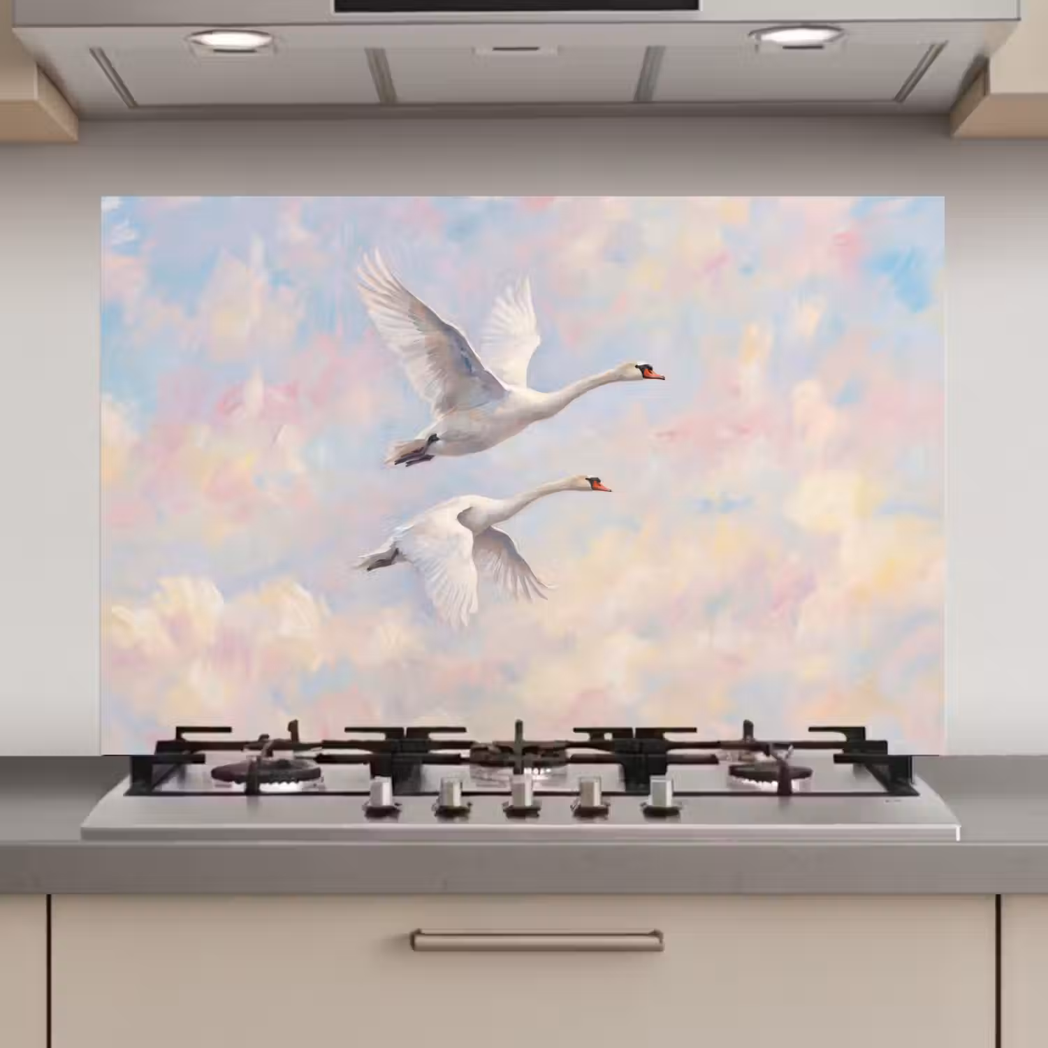 Vogel - Vliegend - Lucht - Modern - Pastel keuken achterwand spatscherm klein -3d_website