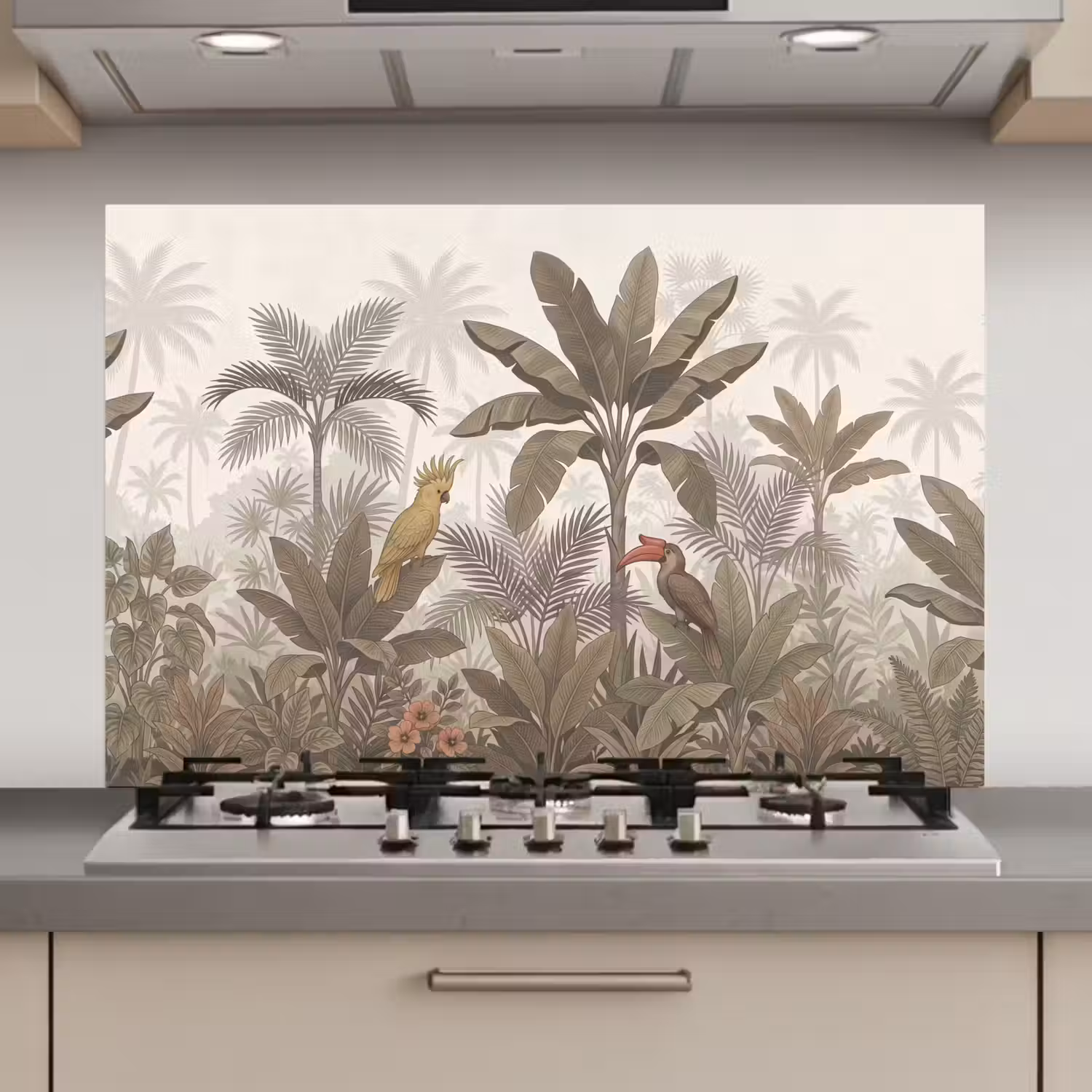Vogel - Jungle - Tropisch - Illustratie - Groen keuken achterwand spatscherm klein -3d_website