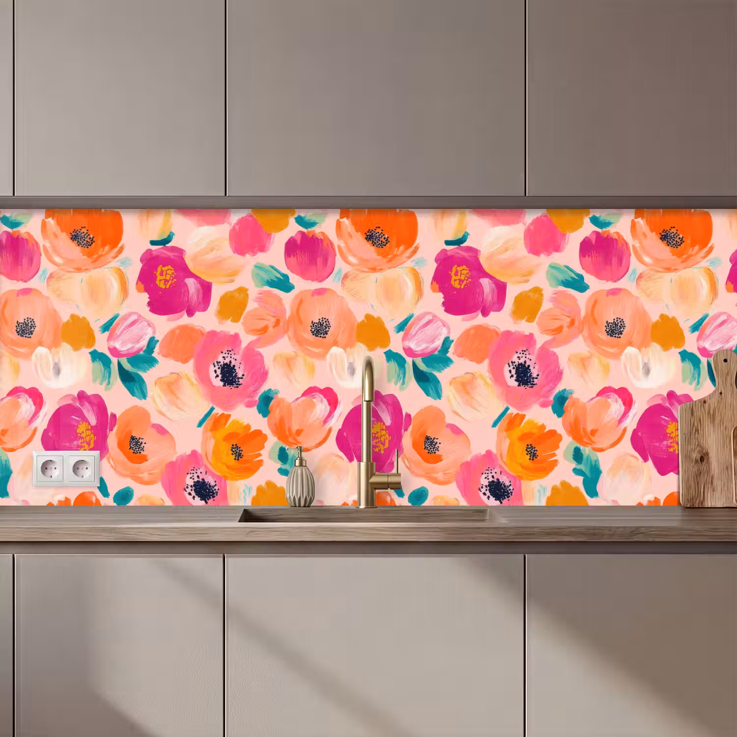 Bloesems - Vrolijk - Kleurrijk keuken achterwand 2 middel 871 zz_3dshopping