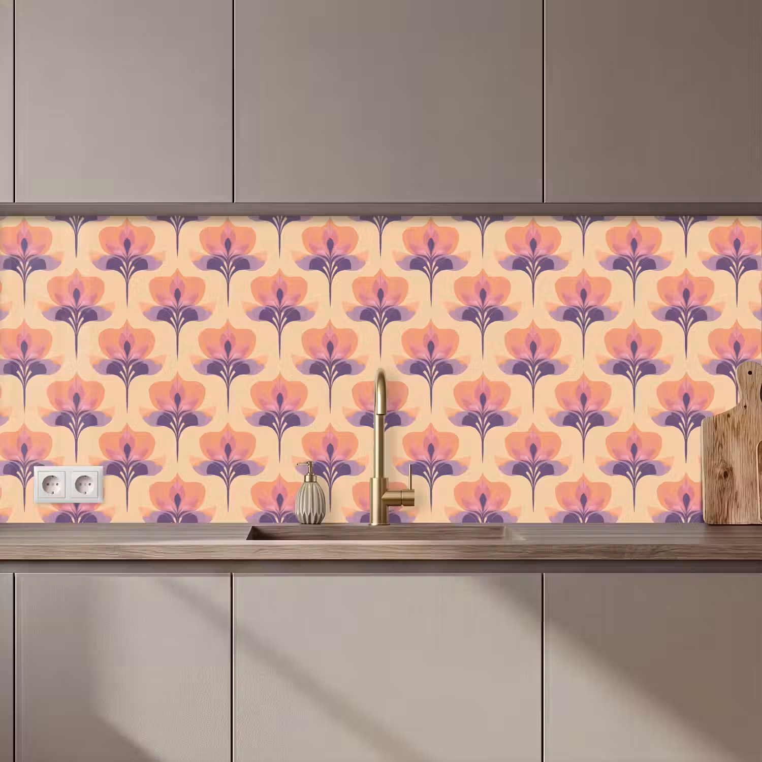 Botanisch - Patroon - Pastel keuken achterwand 2 middel 871 zz_3dshopping