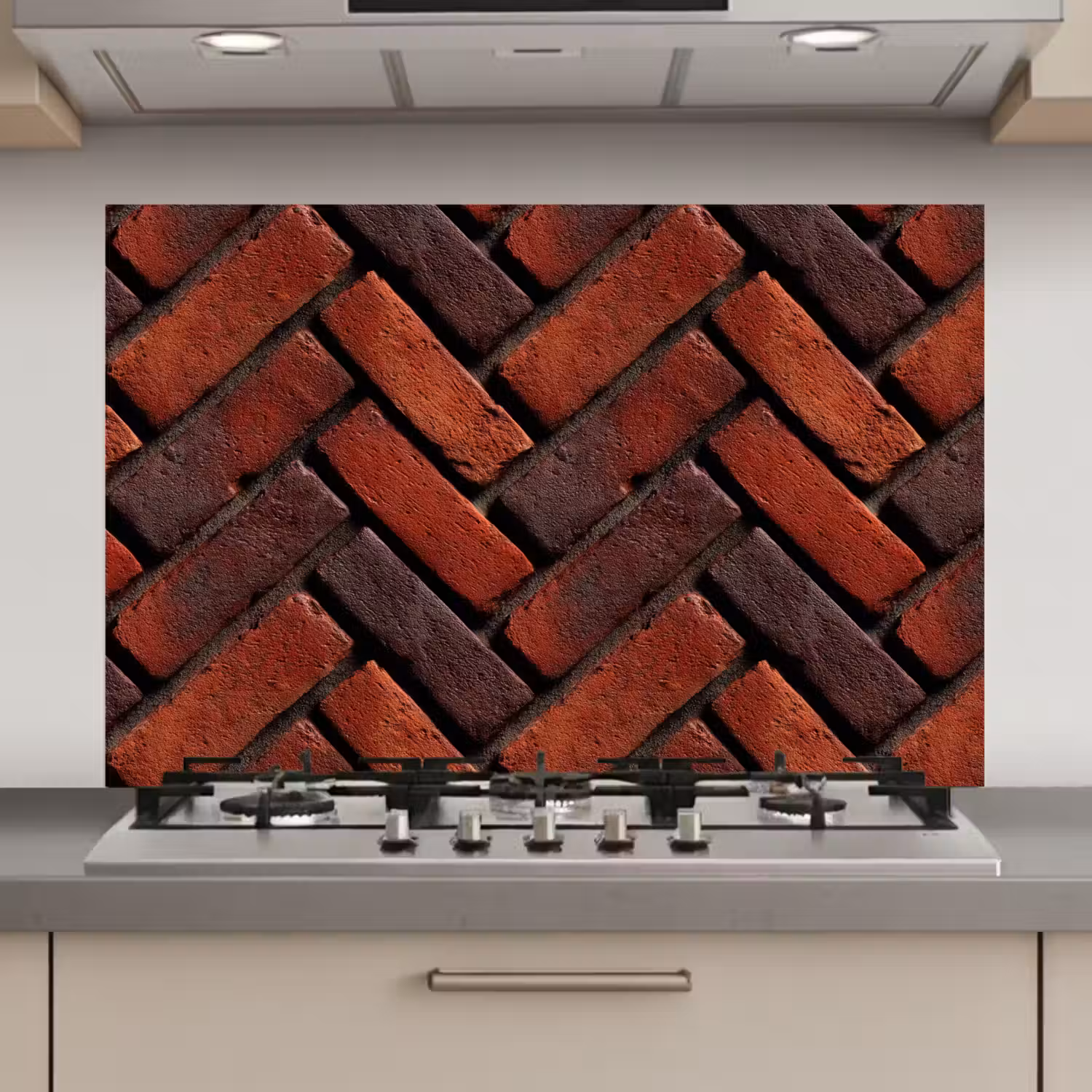 Bakstenen - Visgraat - Structuur - Roodbruin keuken achterwand spatscherm klein 900 -3d_website