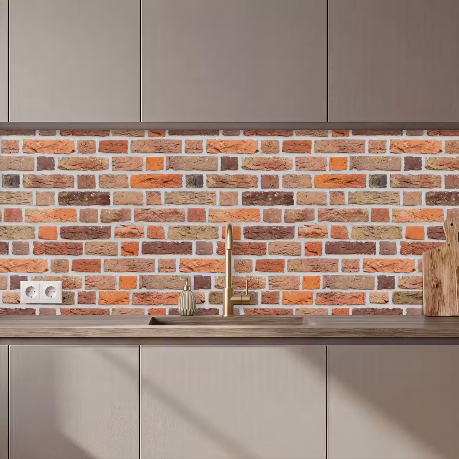 Bakstenen - Aardetinten - Muur - Rustiek keuken achterwand 2 middel 871 zz_3dshopping
